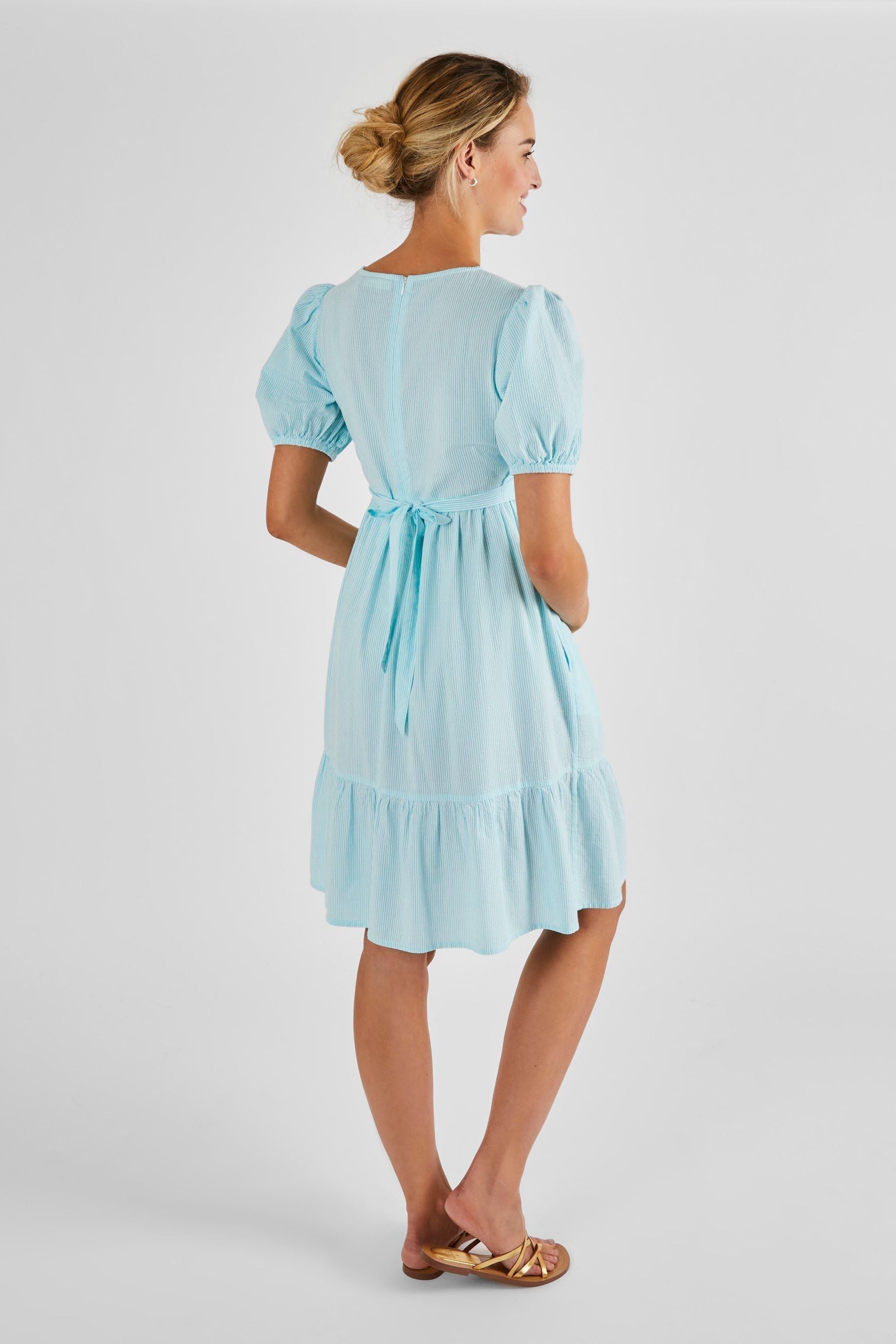 Turquoise JoJo Maman Bébé Stripe Maternity & Nursing Dress