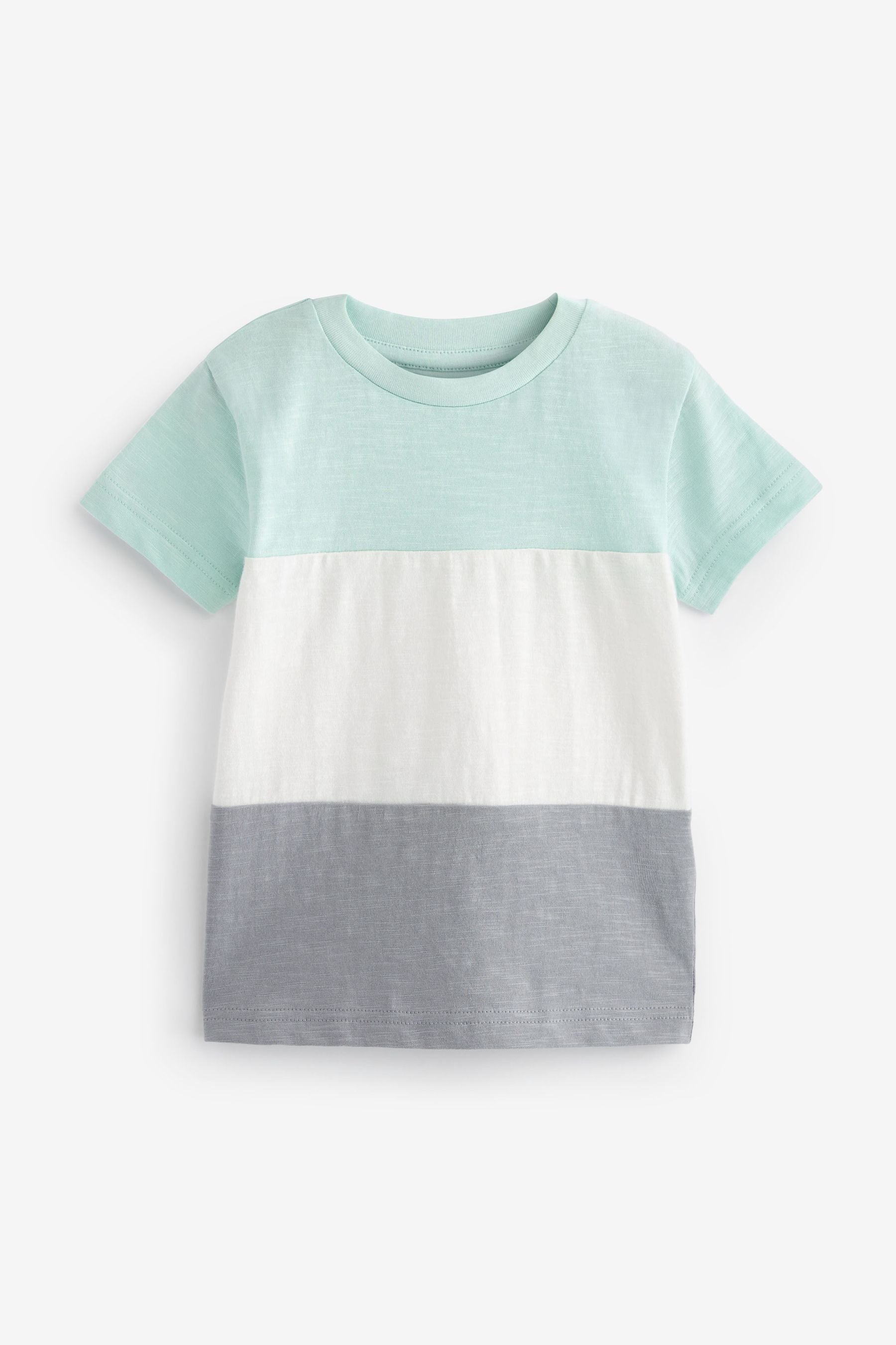 Blue/Grey Short Sleeve Colourblock T-Shirt (3mths-7yrs)