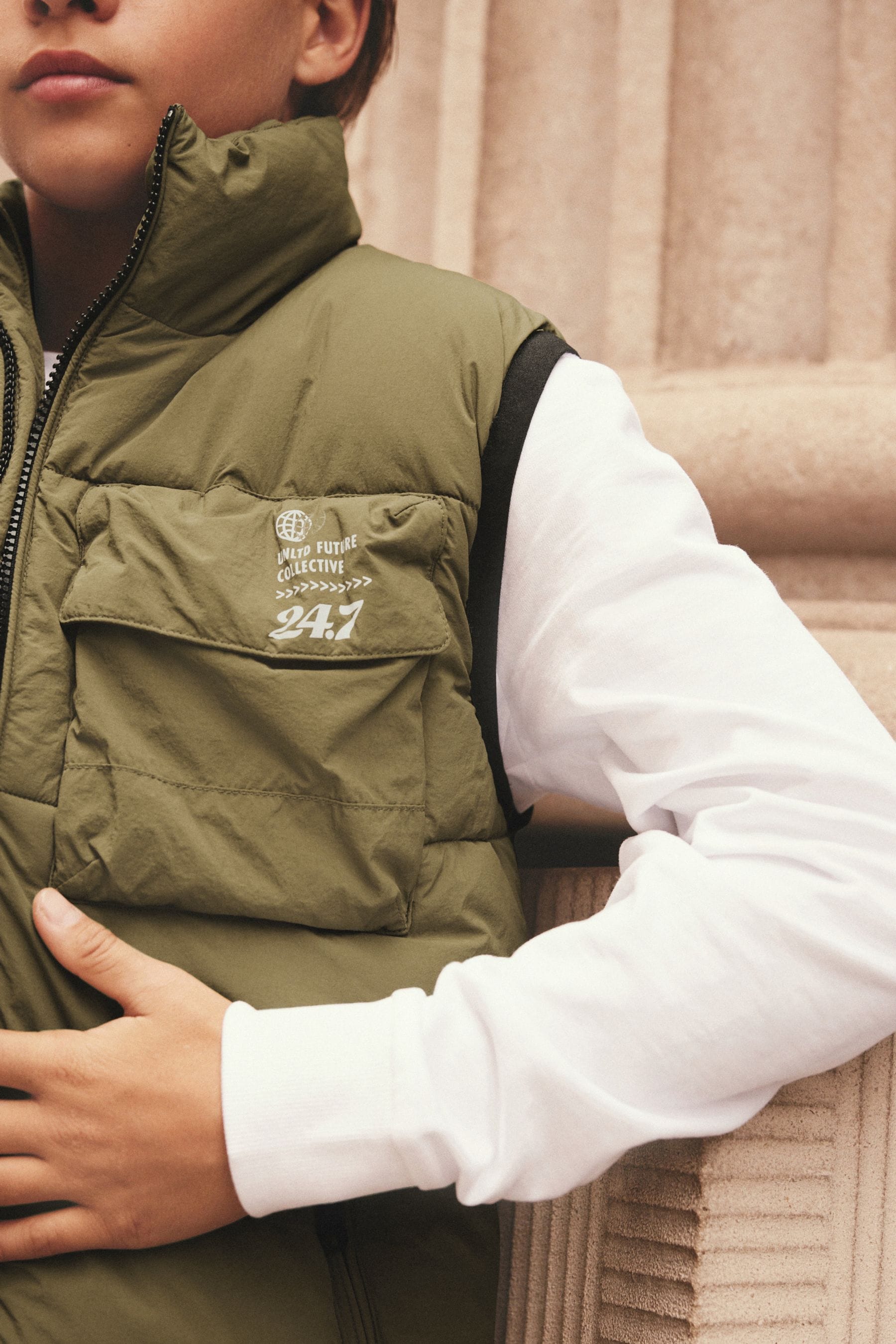 Khaki Green Padded Gilet (3-16yrs)