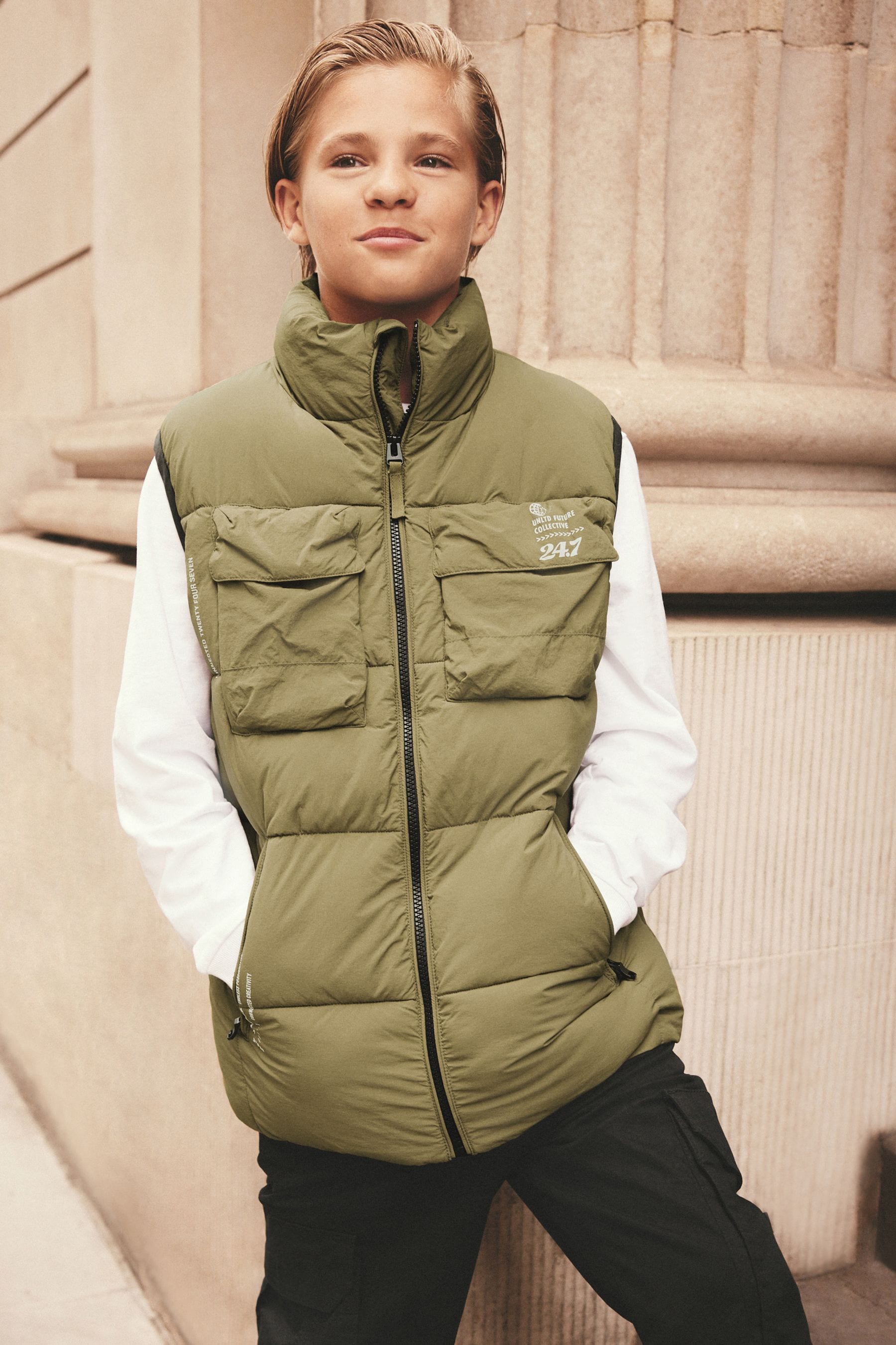 Khaki Green Padded Gilet (3-16yrs)