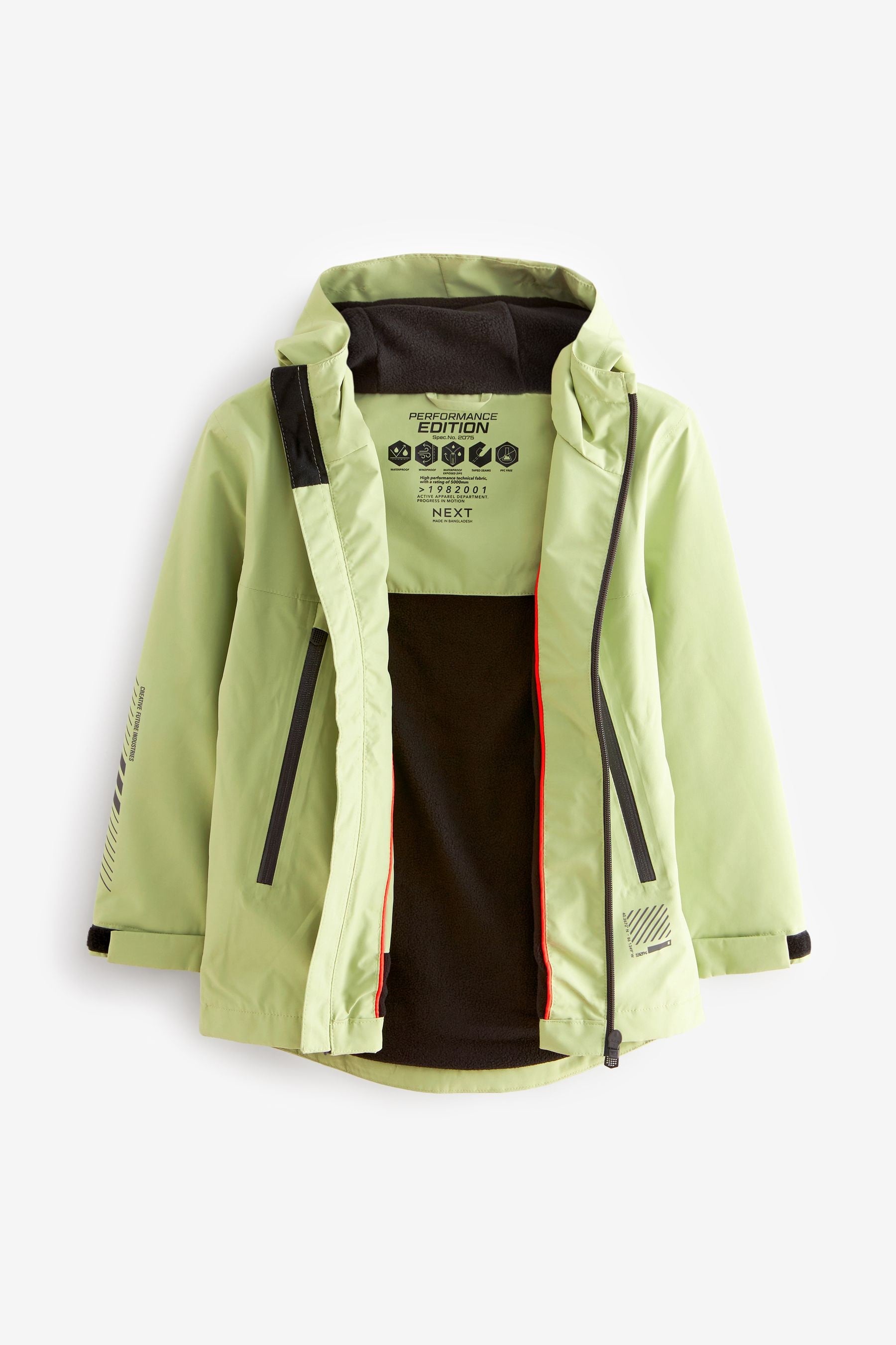 Green Waterproof Fleece Hooded Lined Coat (3-17yrs)