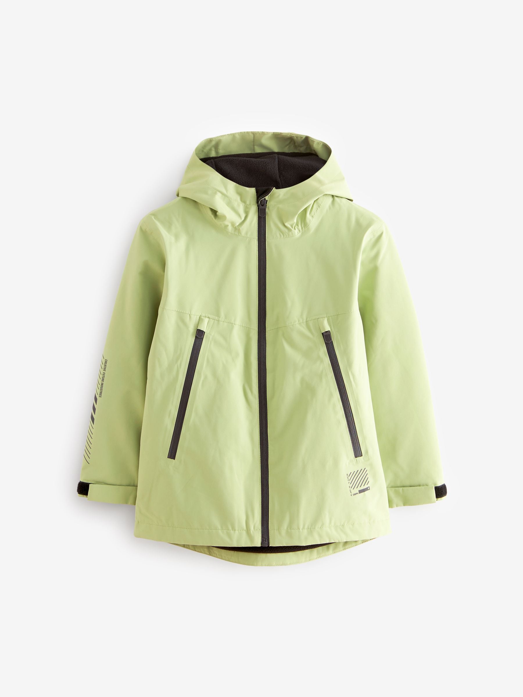 Green Waterproof Fleece Hooded Lined Coat (3-16yrs)