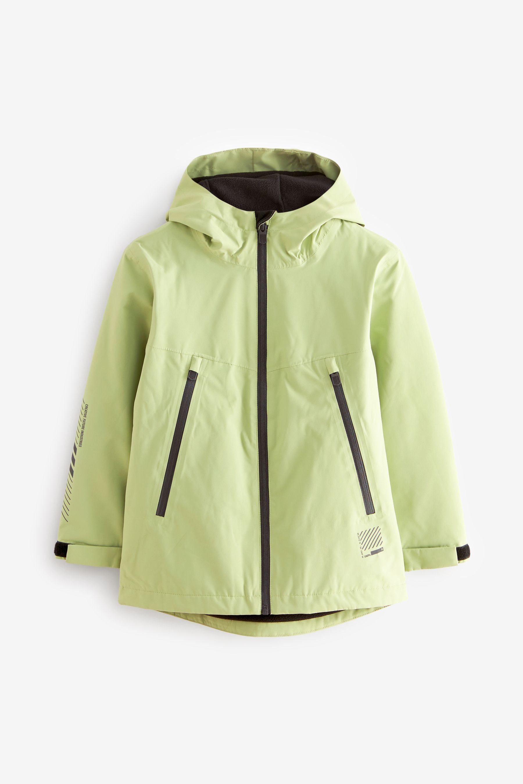 Green Waterproof Fleece Hooded Lined Coat (3-17yrs)