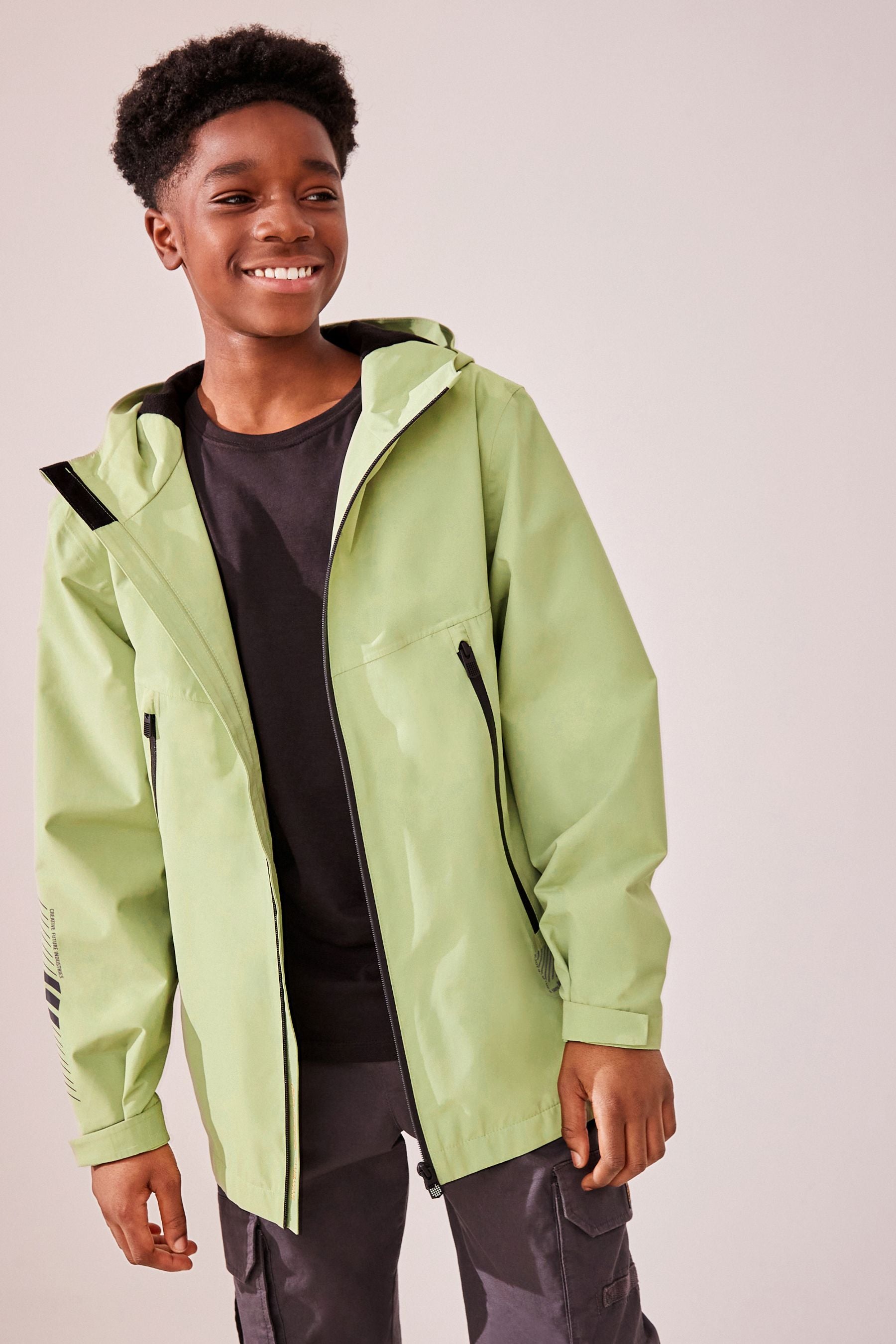 Green Waterproof Fleece Hooded Lined Coat (3-17yrs)