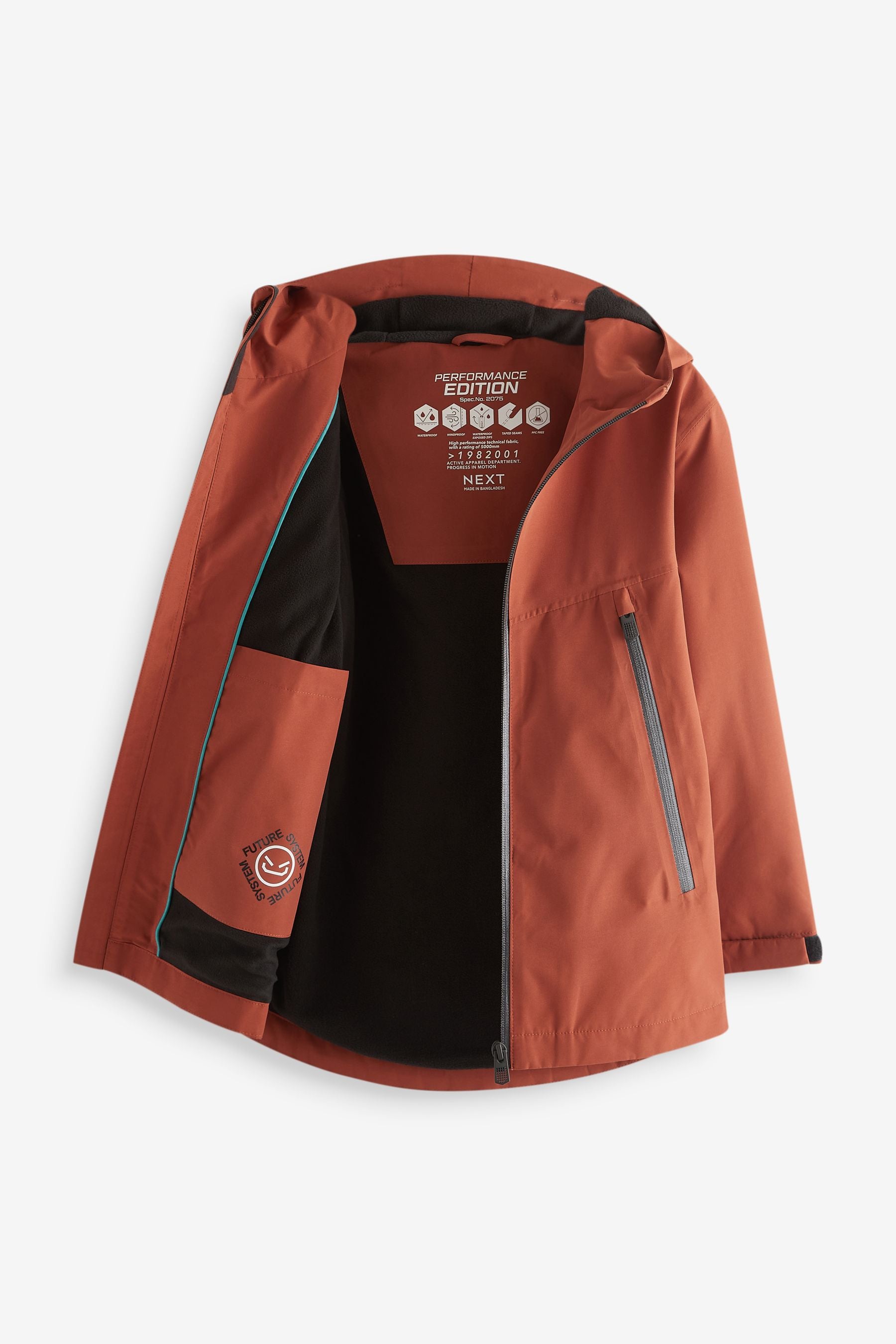 Red Waterproof Fleece Hooded Lined Coat (3-17yrs)