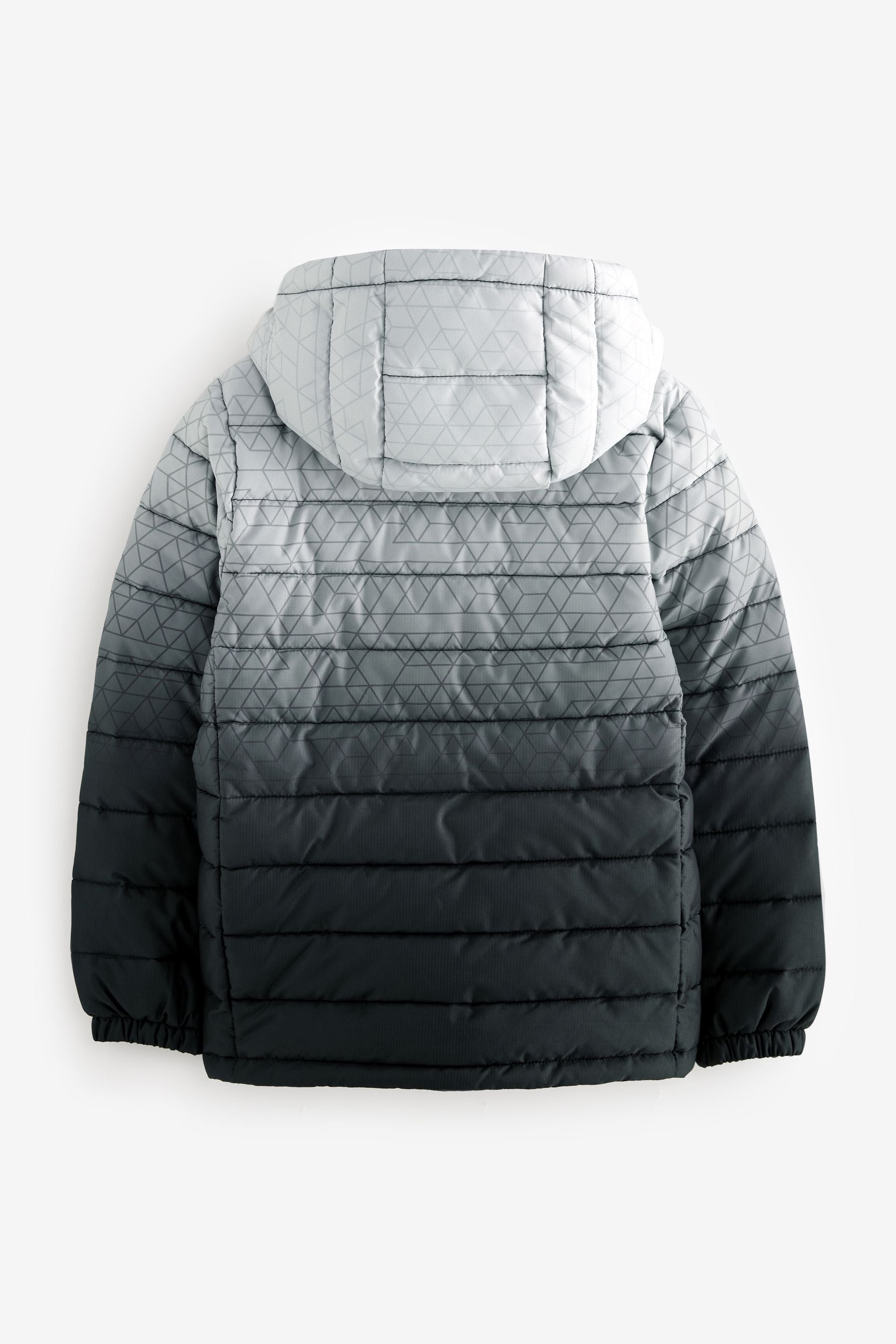 Grey/Black Quilted Midweight Hooded Jacket (3-17yrs)