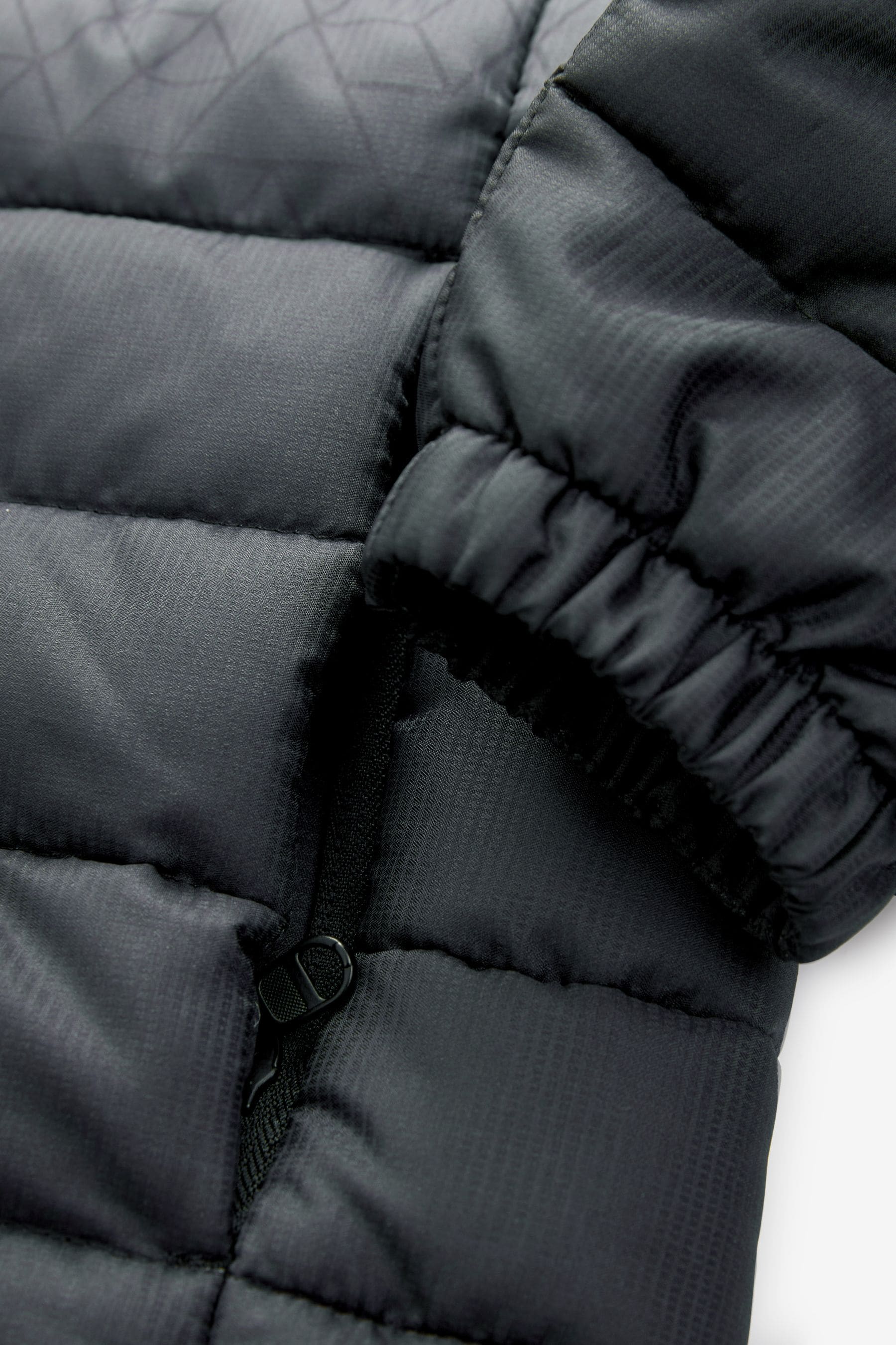 Grey/Black Quilted Midweight Hooded Jacket (3-17yrs)