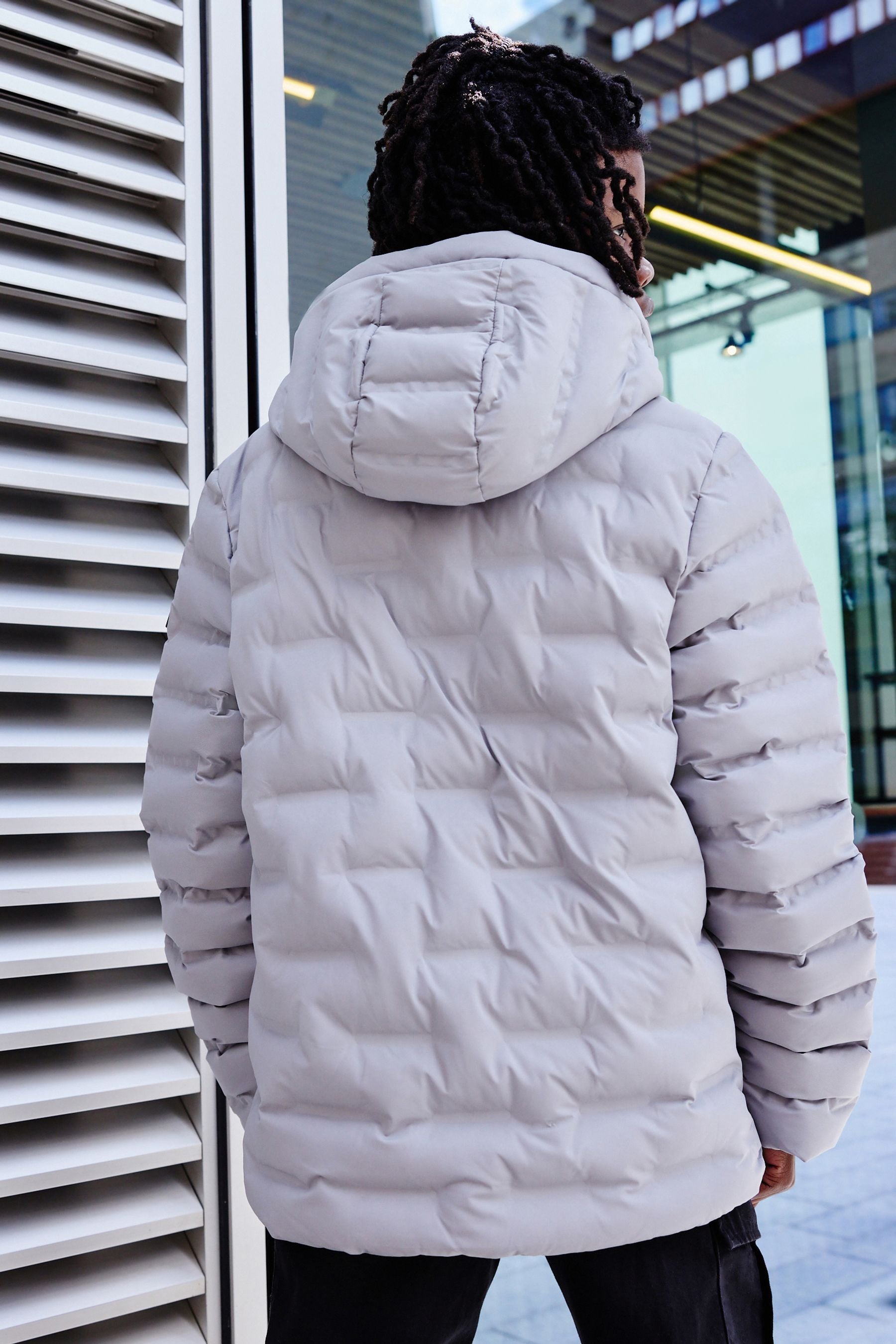 Grey Brick Quilted Midweight Hooded Jacket (3-17yrs)