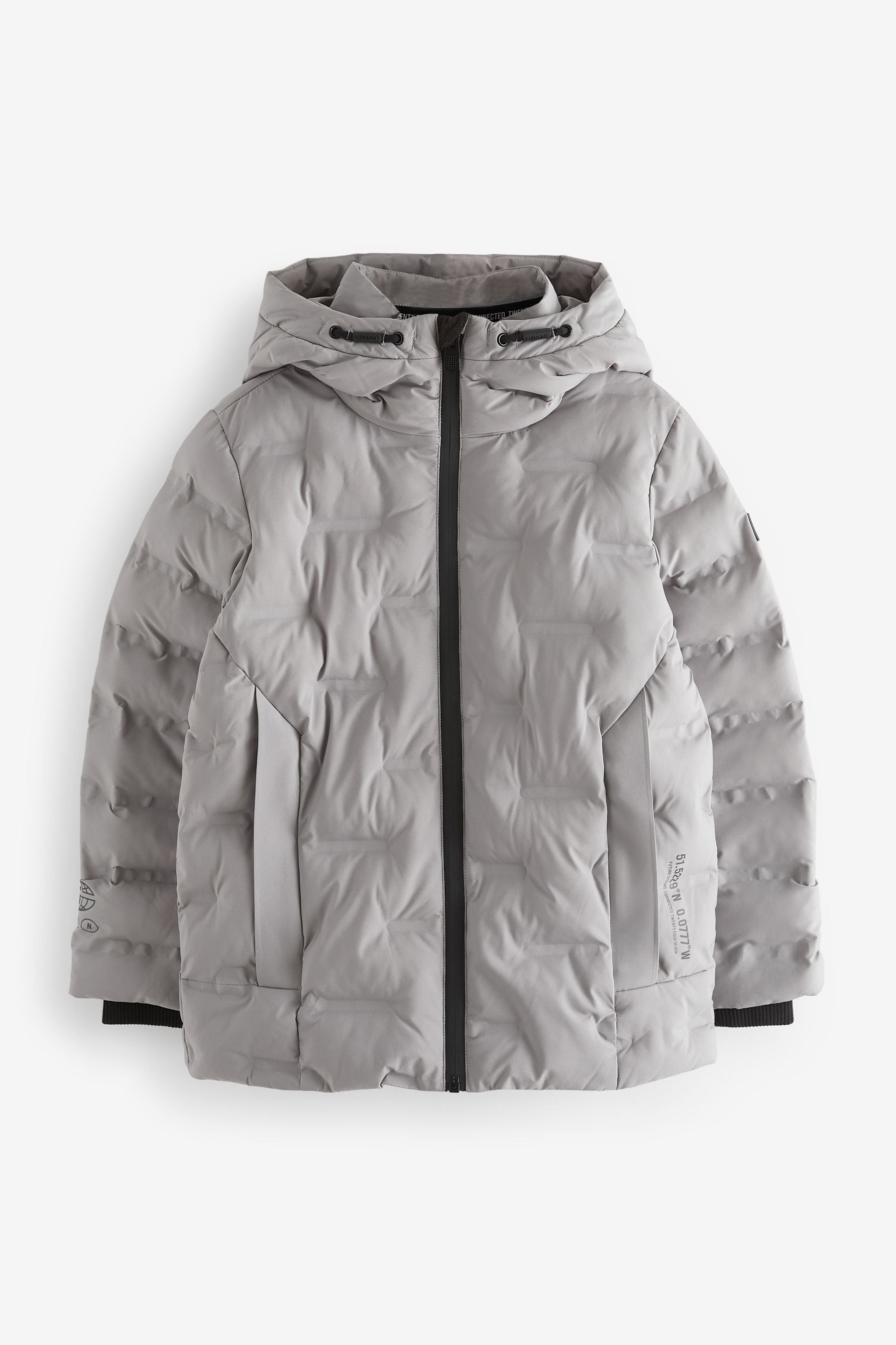 Grey Brick Quilted Midweight Hooded Jacket (3-17yrs)