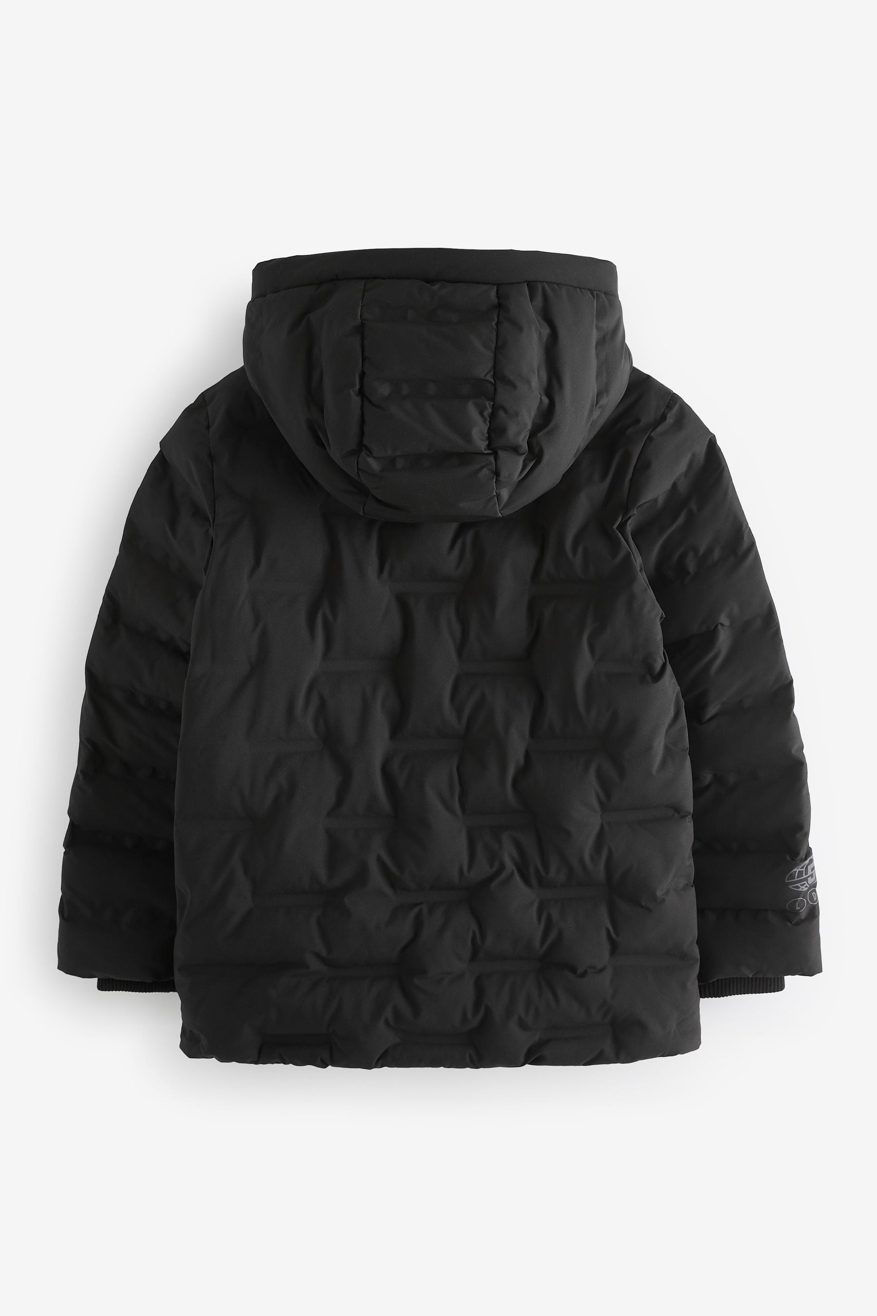 Black Brick Quilted Midweight Hooded Jacket (3-17yrs)