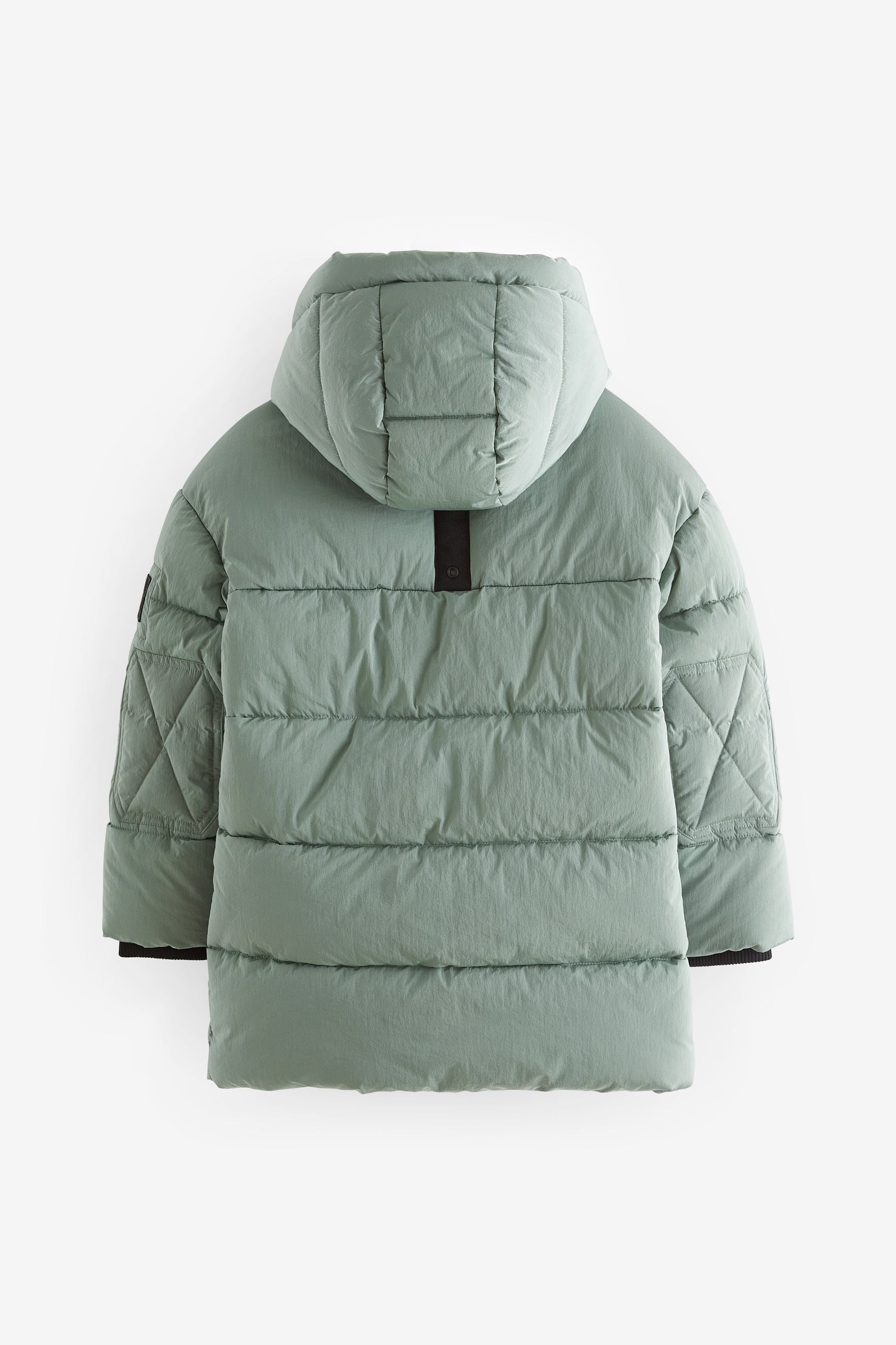 Sage Green Utility Fleece Lined Hooded Padded Puffer Coat (3-16yrs)