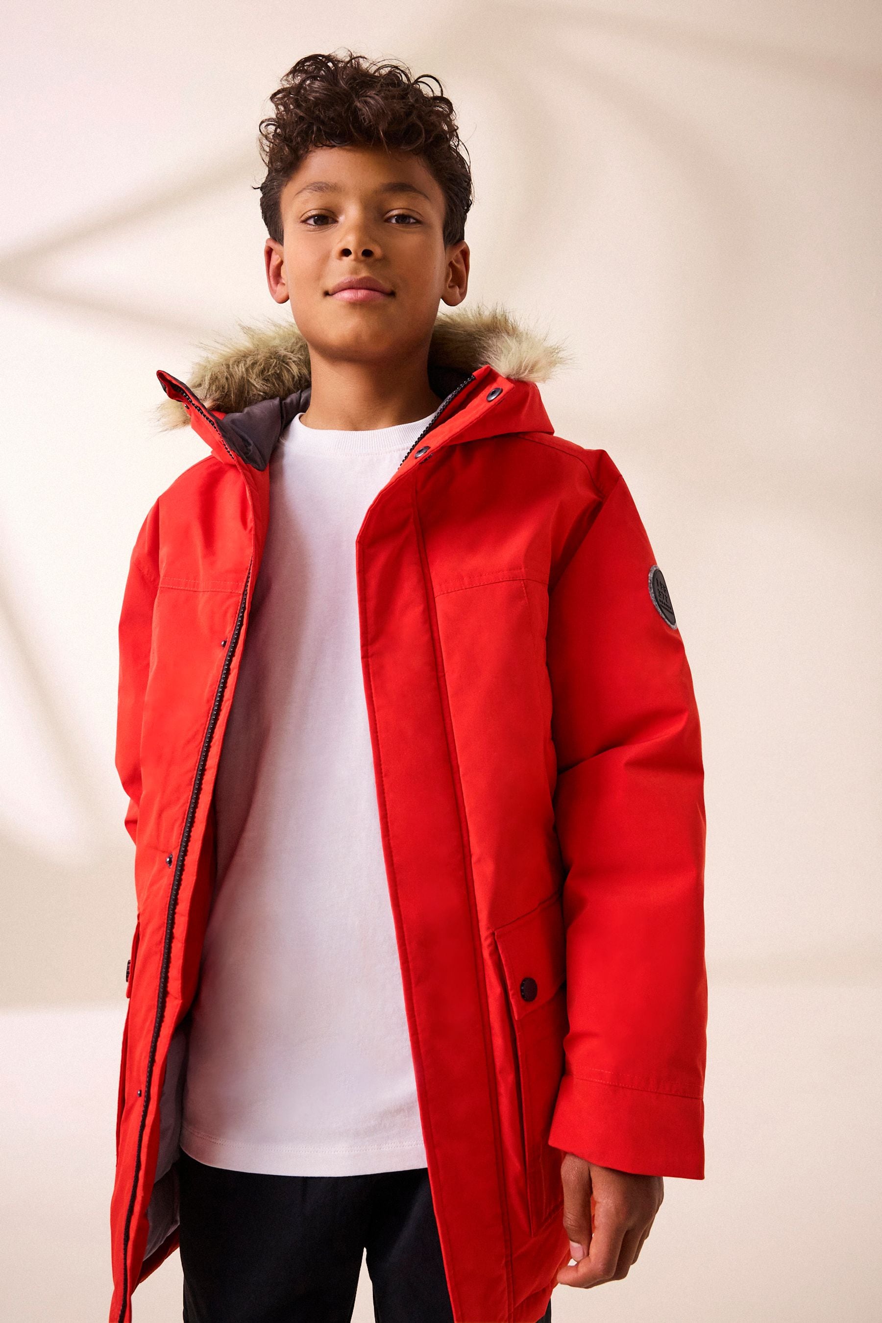 Orange Faux Fur Parka Coat (3-16yrs)