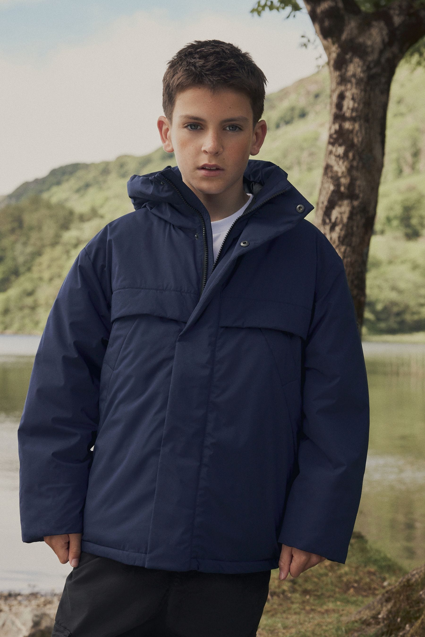 Navy Padded Puffer Coat (3-16yrs)