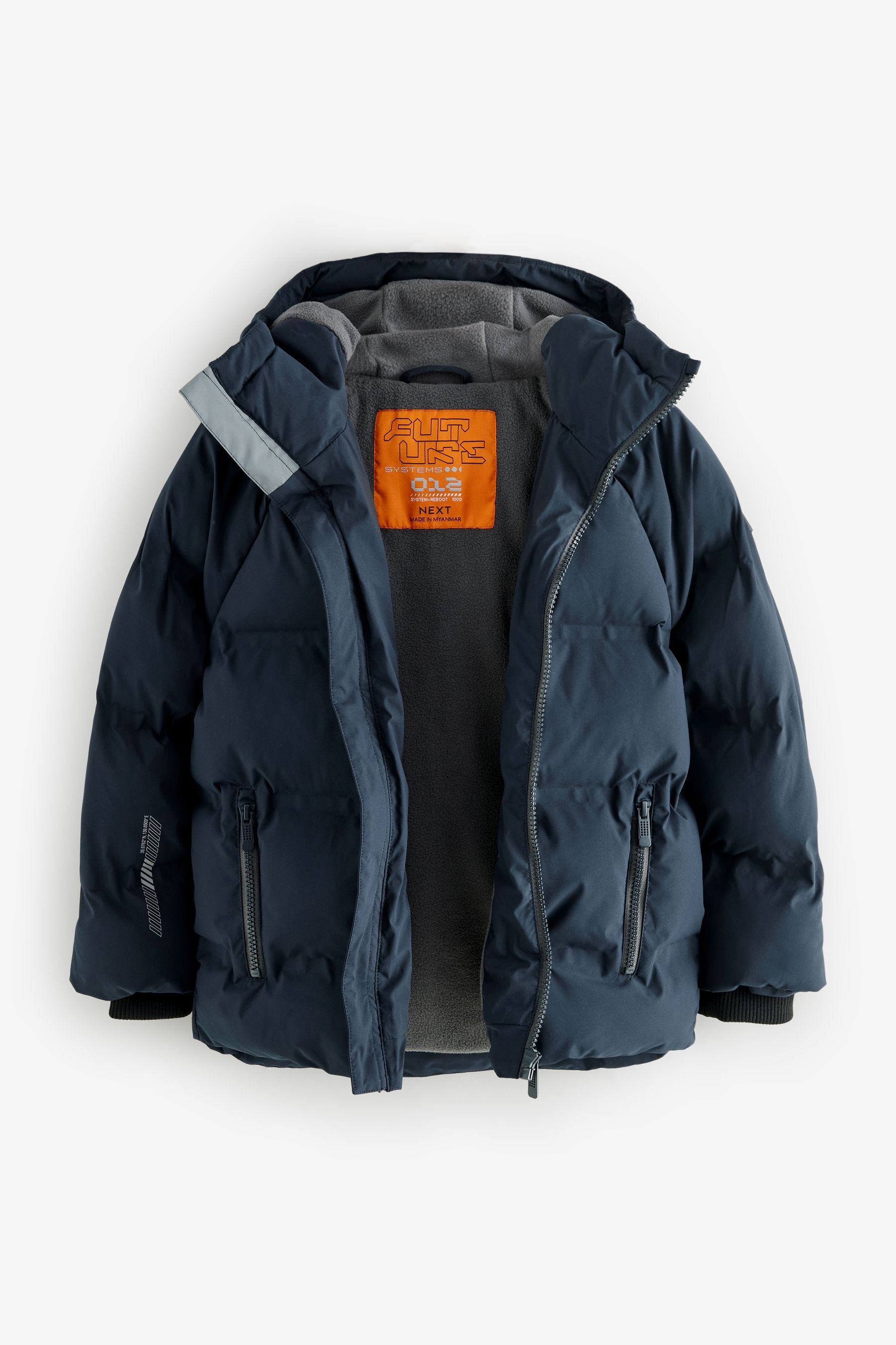 Navy Fleece Lined Padded Puffer Jacket (3-17yrs)