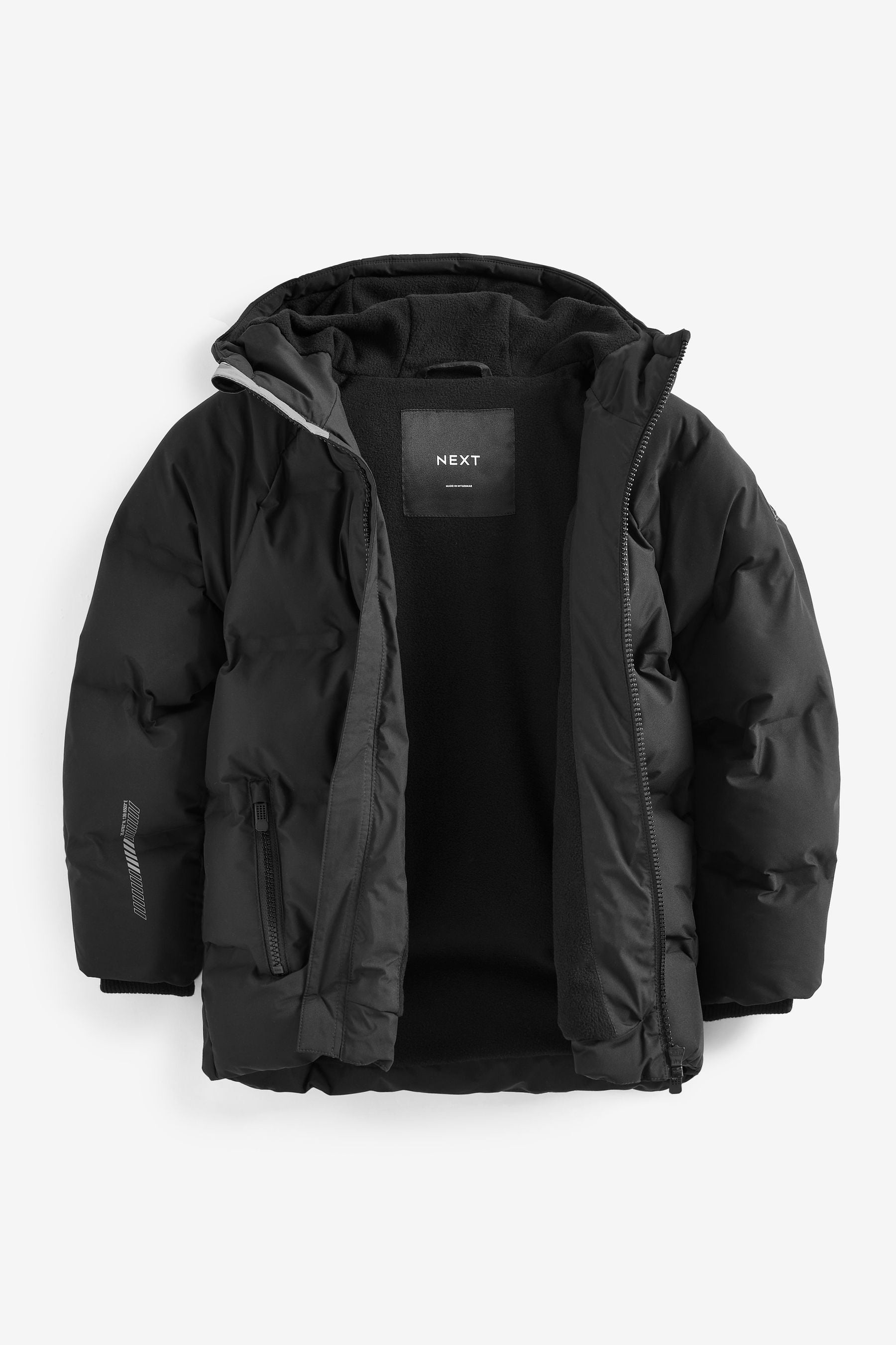 Black Fleece Lined Padded Puffer Jacket (3-17yrs)