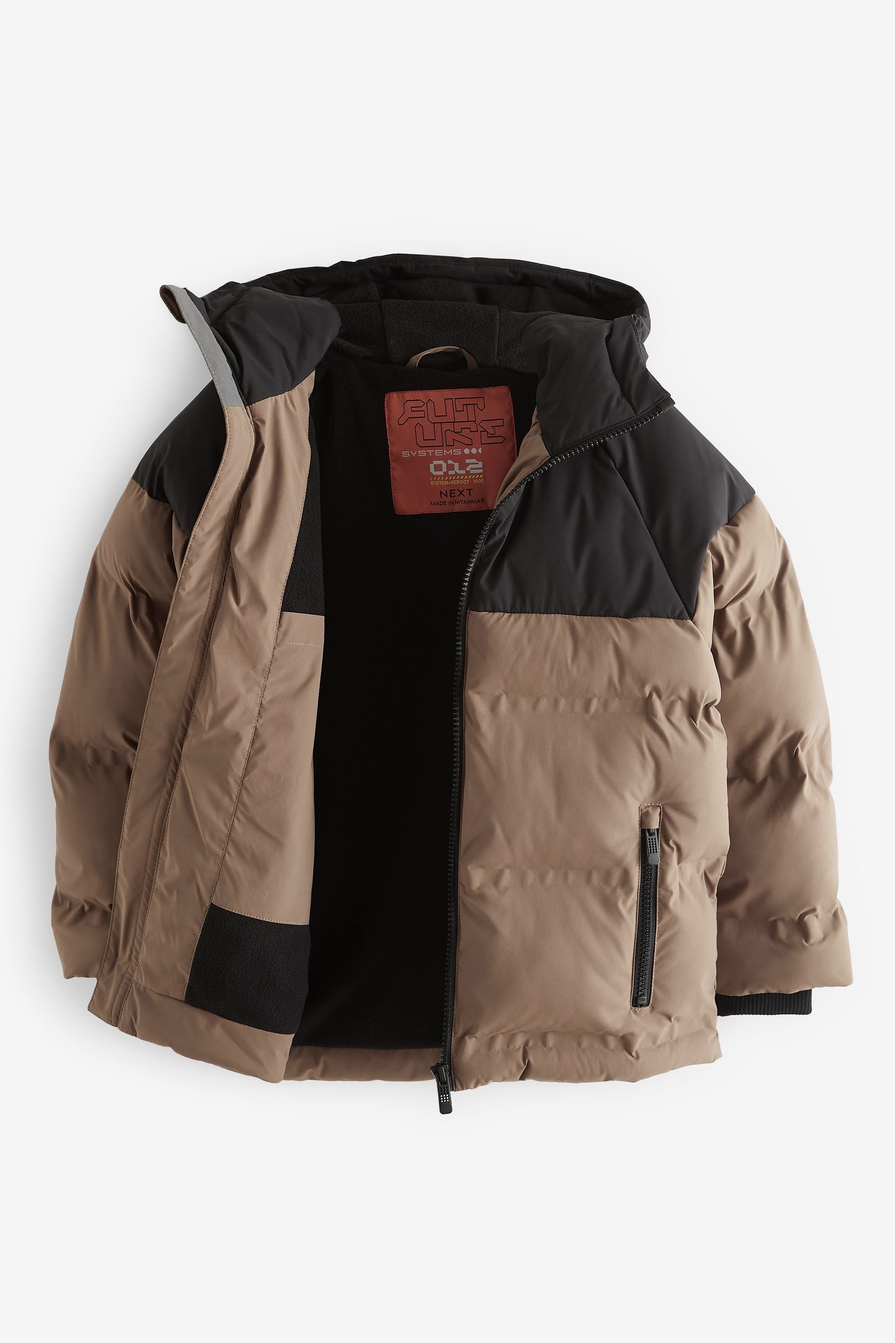 Tan Brown Fleece Lined Padded Puffer Jacket (3-17yrs)