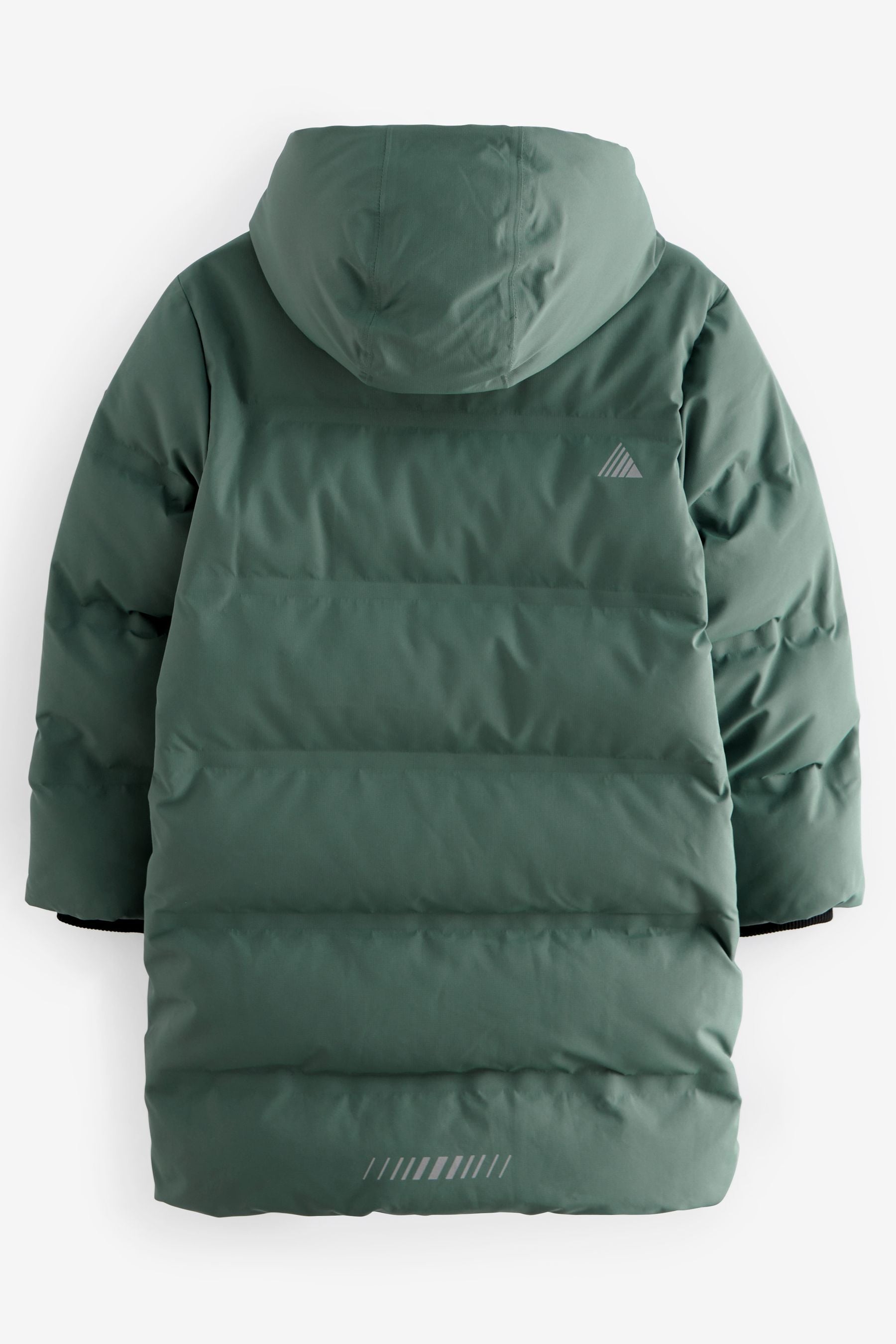 Sage Green Waterproof Longline Fleece Lined Puffer Coat (3-17yrs)