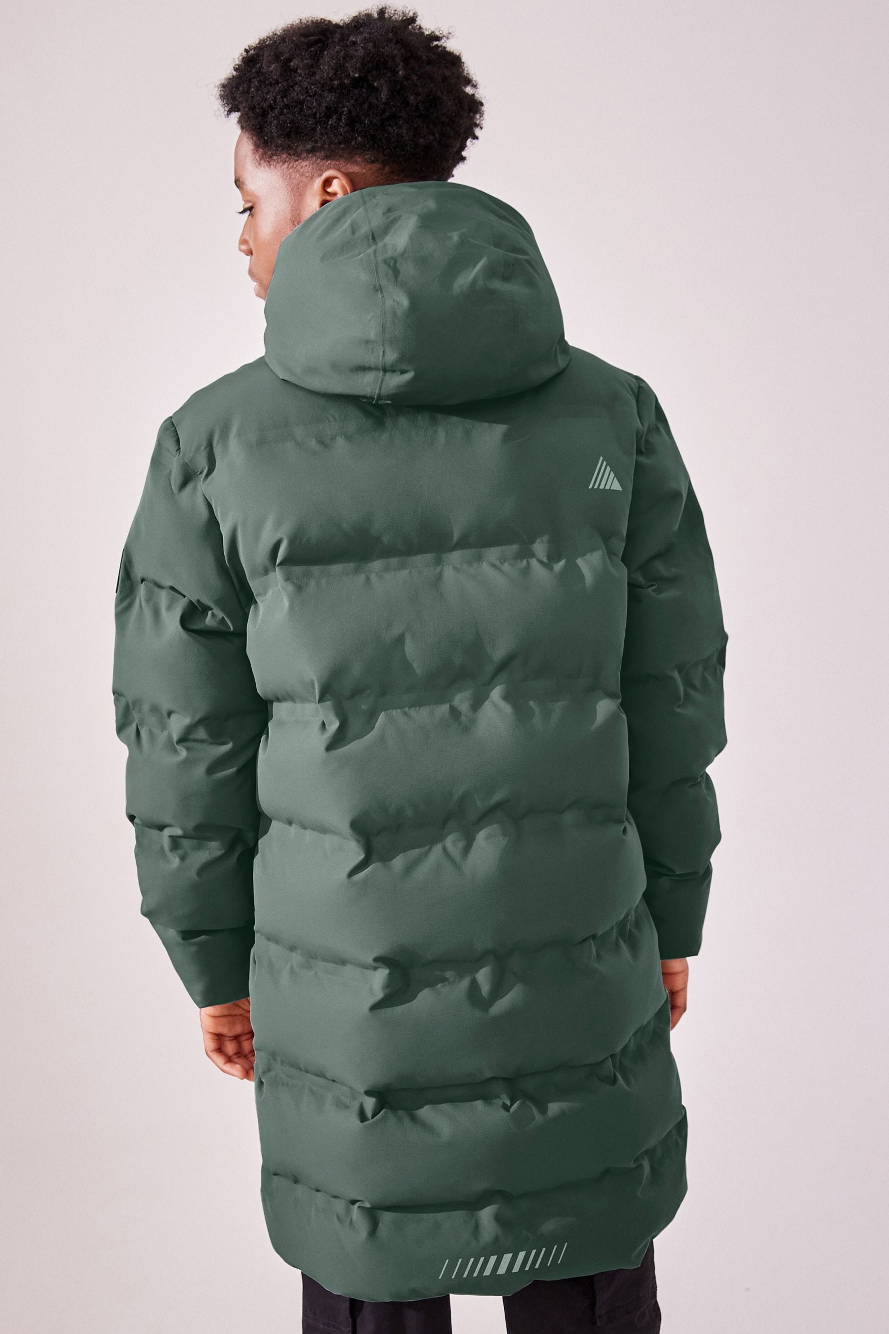 Sage Green Waterproof Longline Fleece Lined Puffer Coat (3-17yrs)