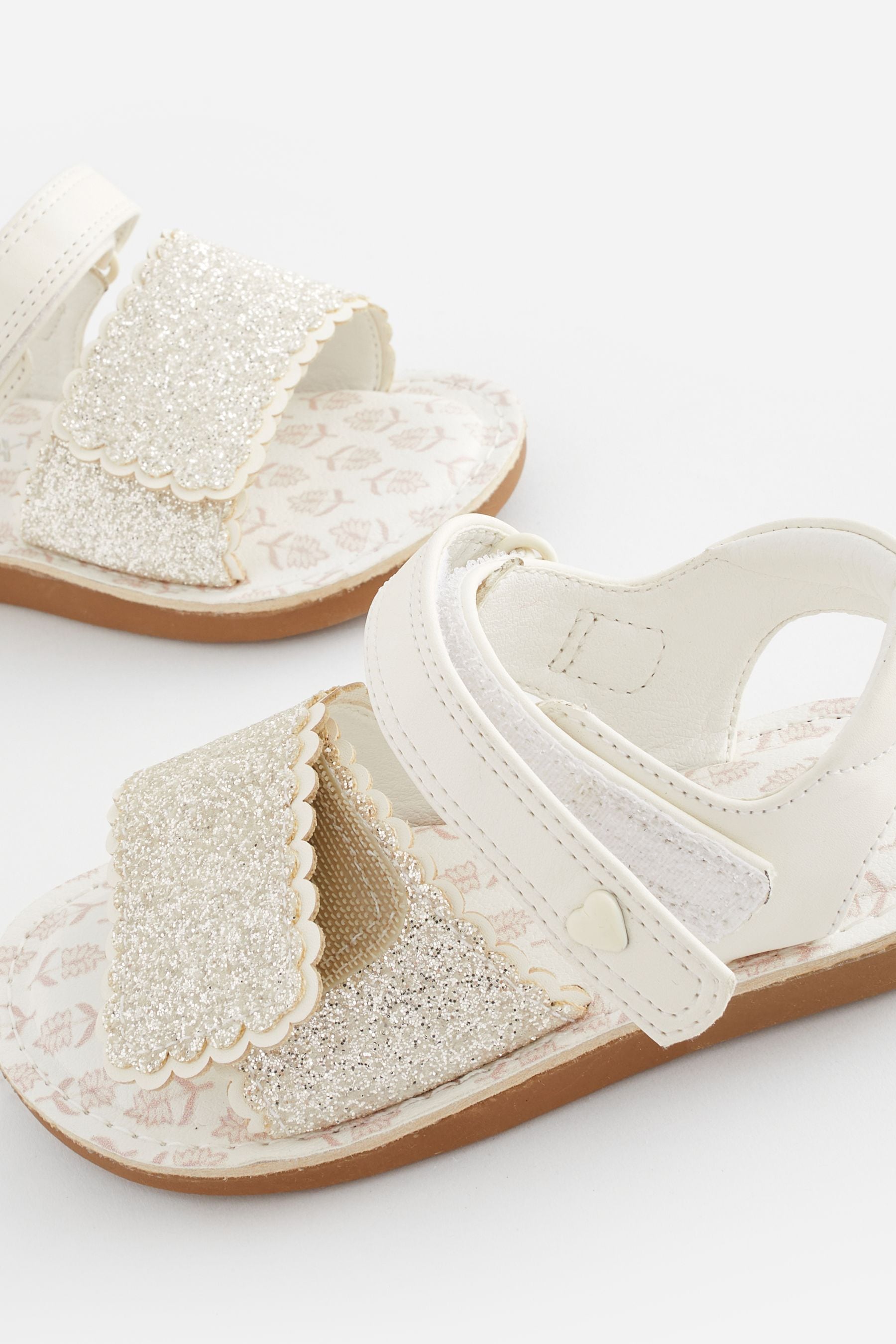 White Glitter Occasion Sandals