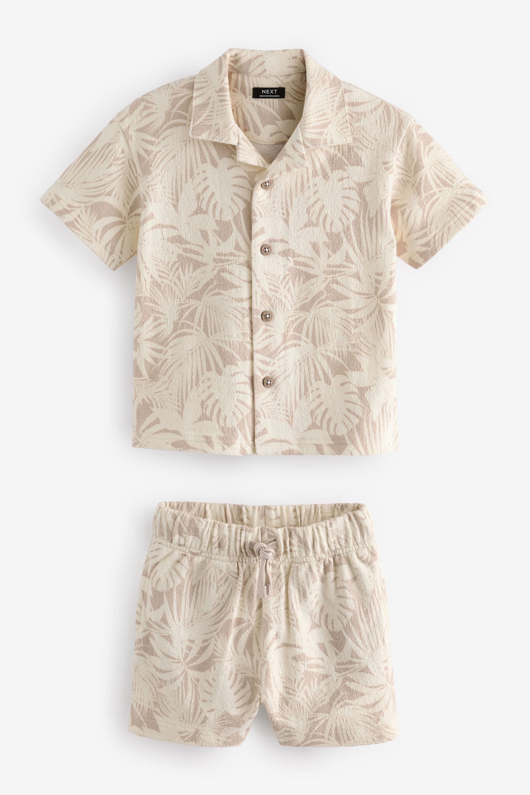 Ecru White Short Sleeve Pattern Shirt and Shorts Set (3mths-7yrs)