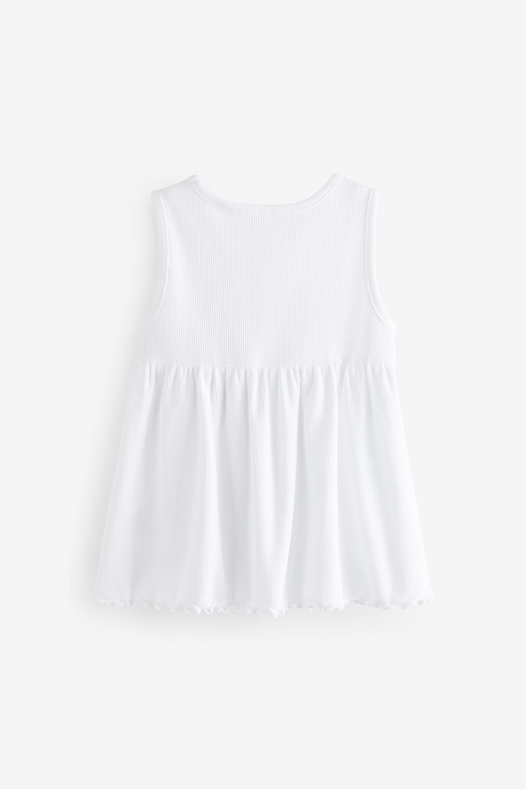 White Peplum Ribbed Vest (3mths-7yrs)