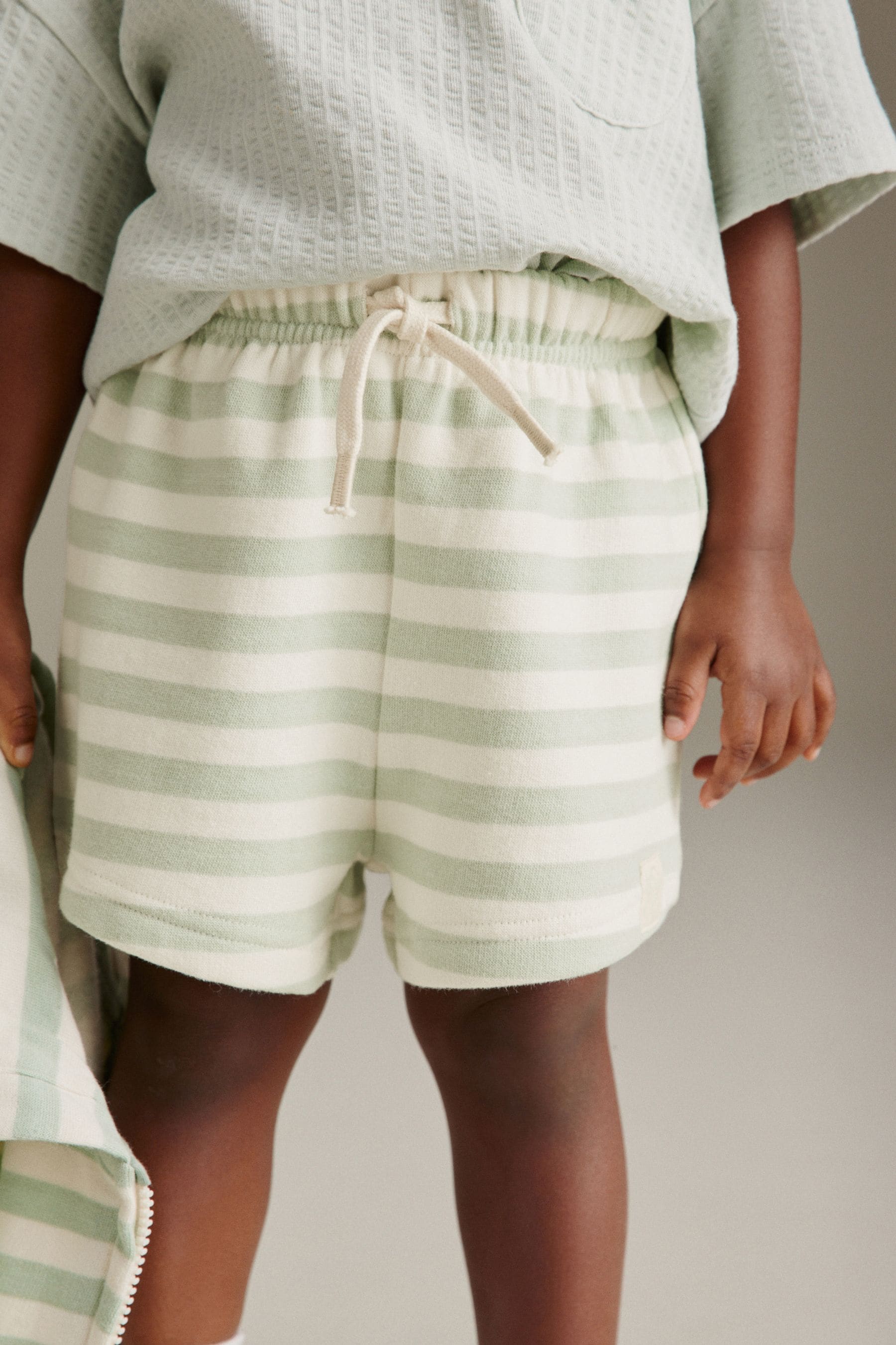 Green Striped Jersey Shorts (3mths-7yrs)