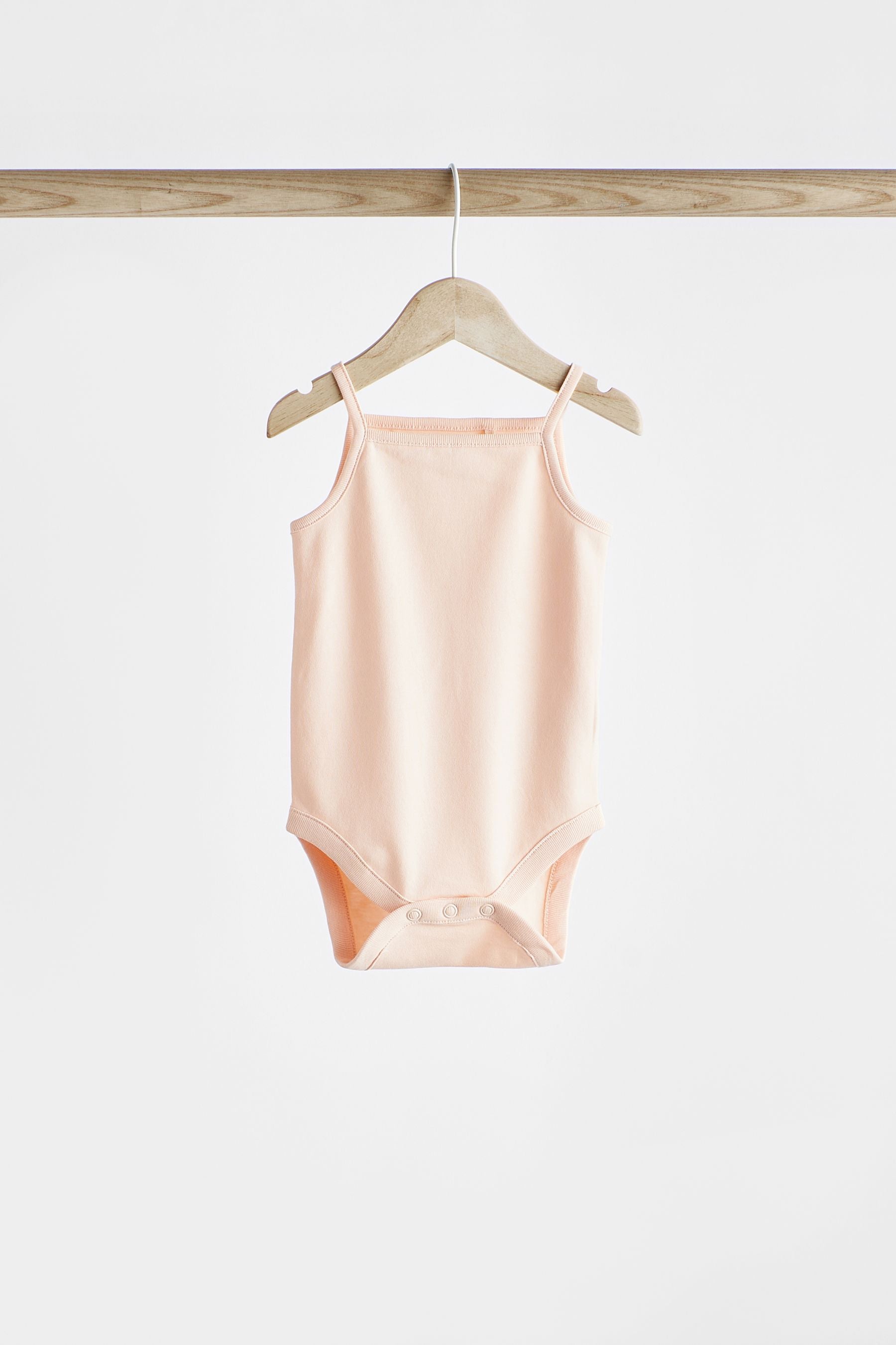 Peach/Green Baby Strappy Vest Bodysuits 5 Pack