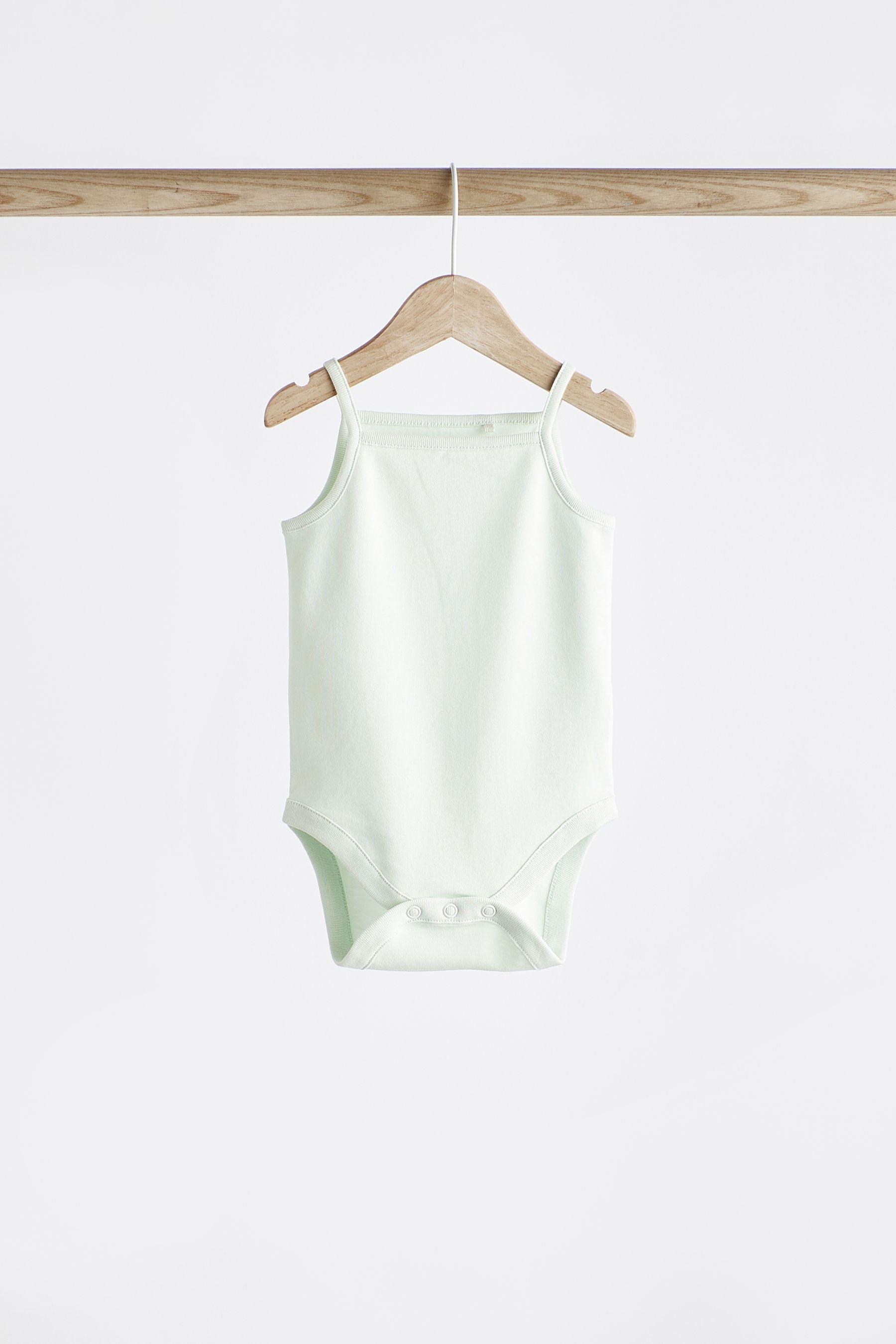 Peach/Green Baby Strappy Vest Bodysuits 5 Pack