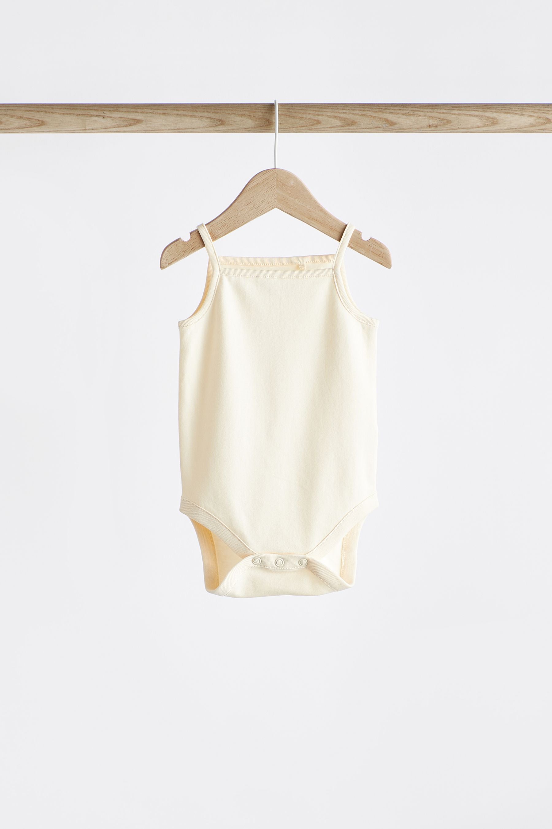 Peach/Green Baby Strappy Vest Bodysuits 5 Pack