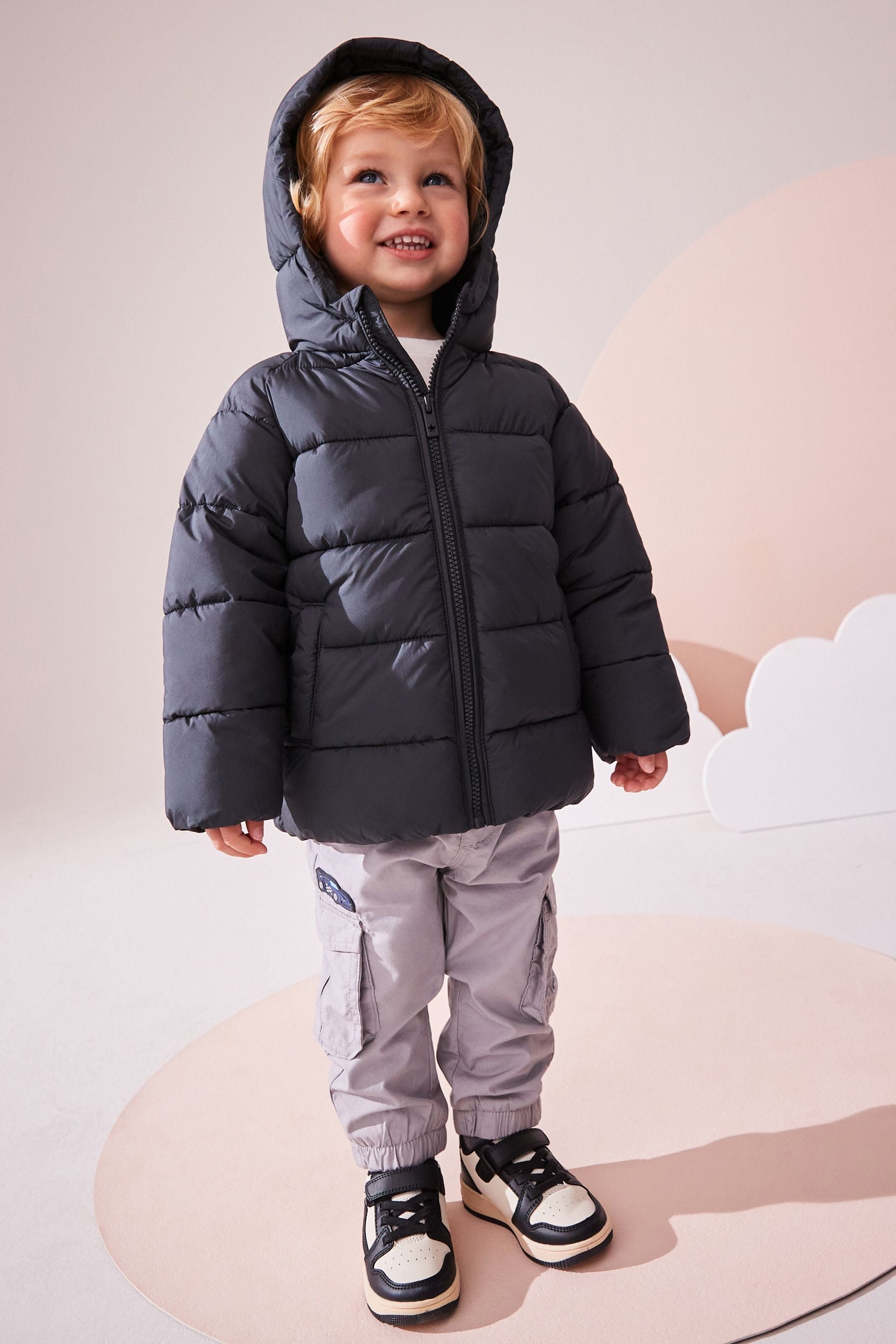 Charcoal Grey Shower Resistant Padded Coat (3mths-7yrs)