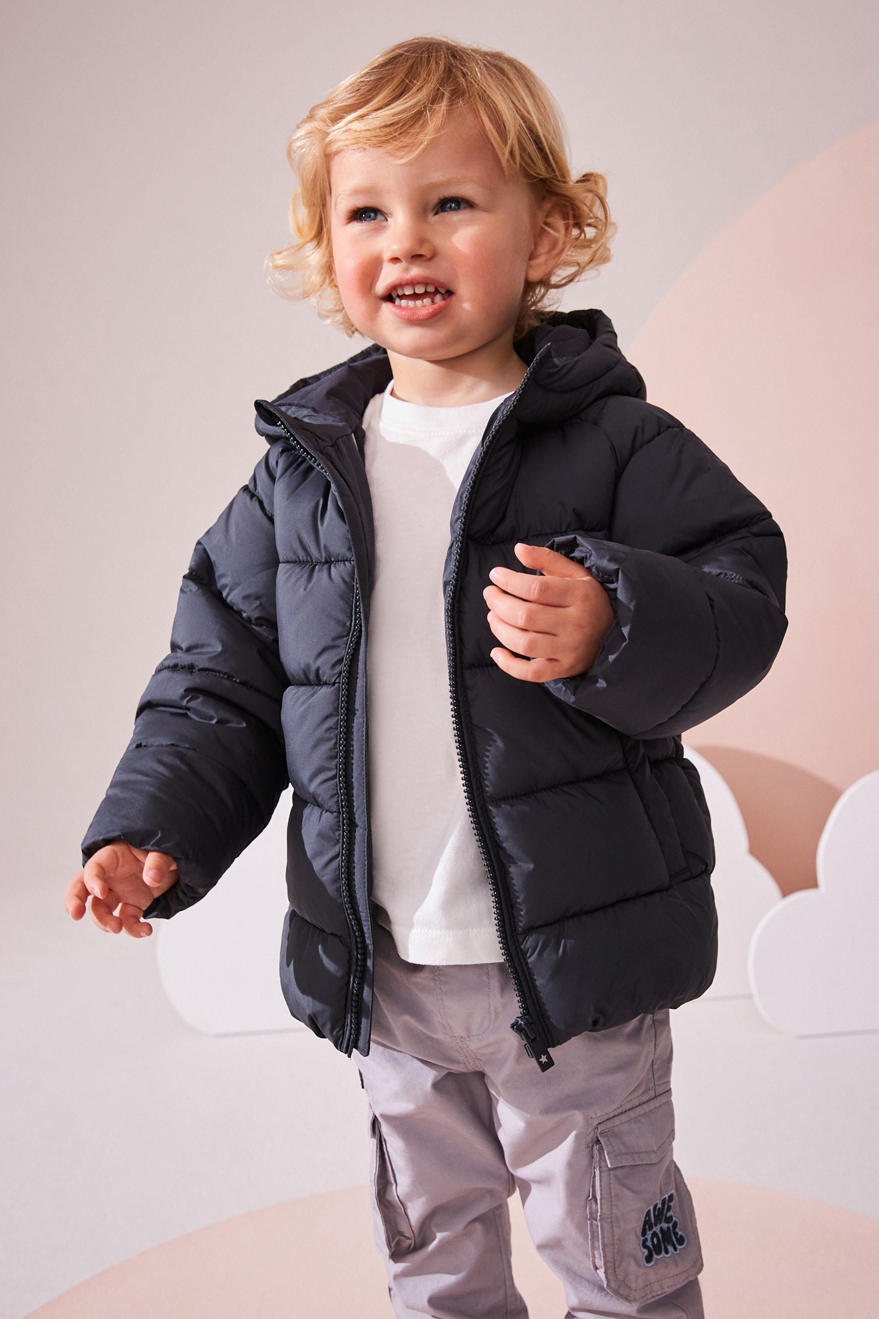 Charcoal Grey Shower Resistant Padded Coat (3mths-7yrs)