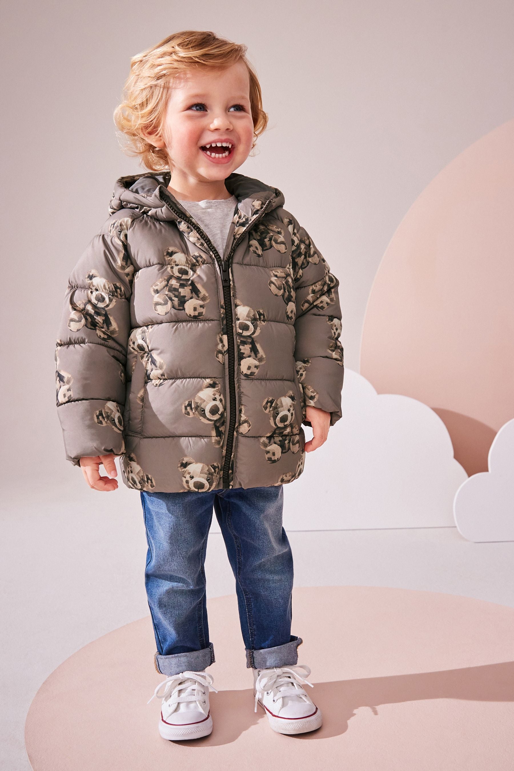 Brown Bear Print Shower Resistant Padded Coat (3mths-7yrs)