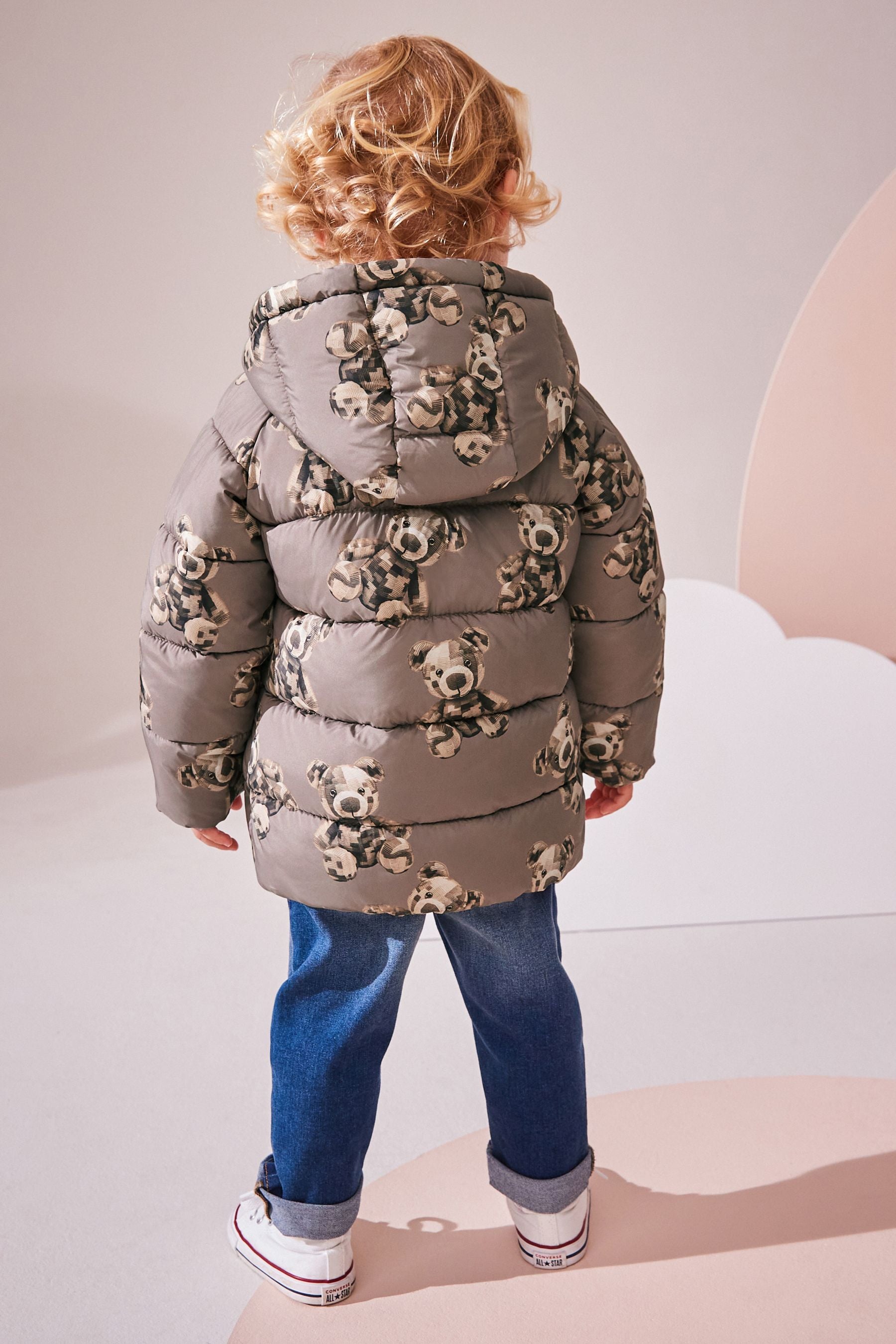 Brown Bear Print Shower Resistant Padded Coat (3mths-7yrs)