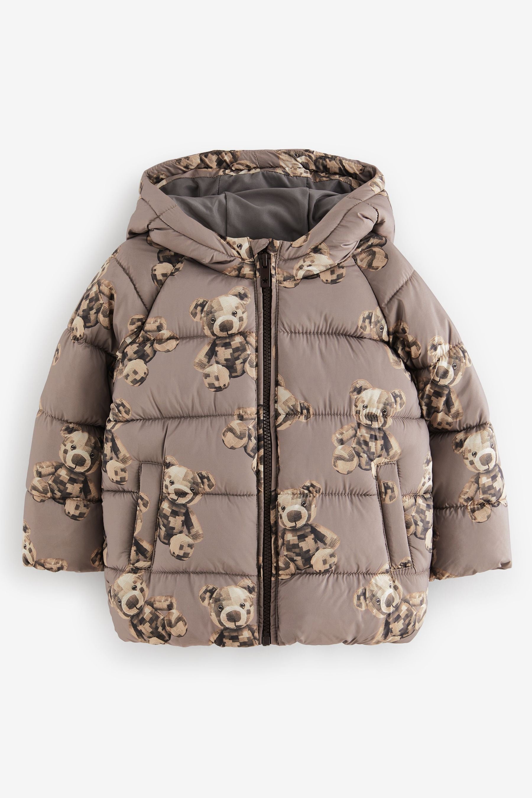 Brown Bear Print Shower Resistant Padded Coat (3mths-7yrs)