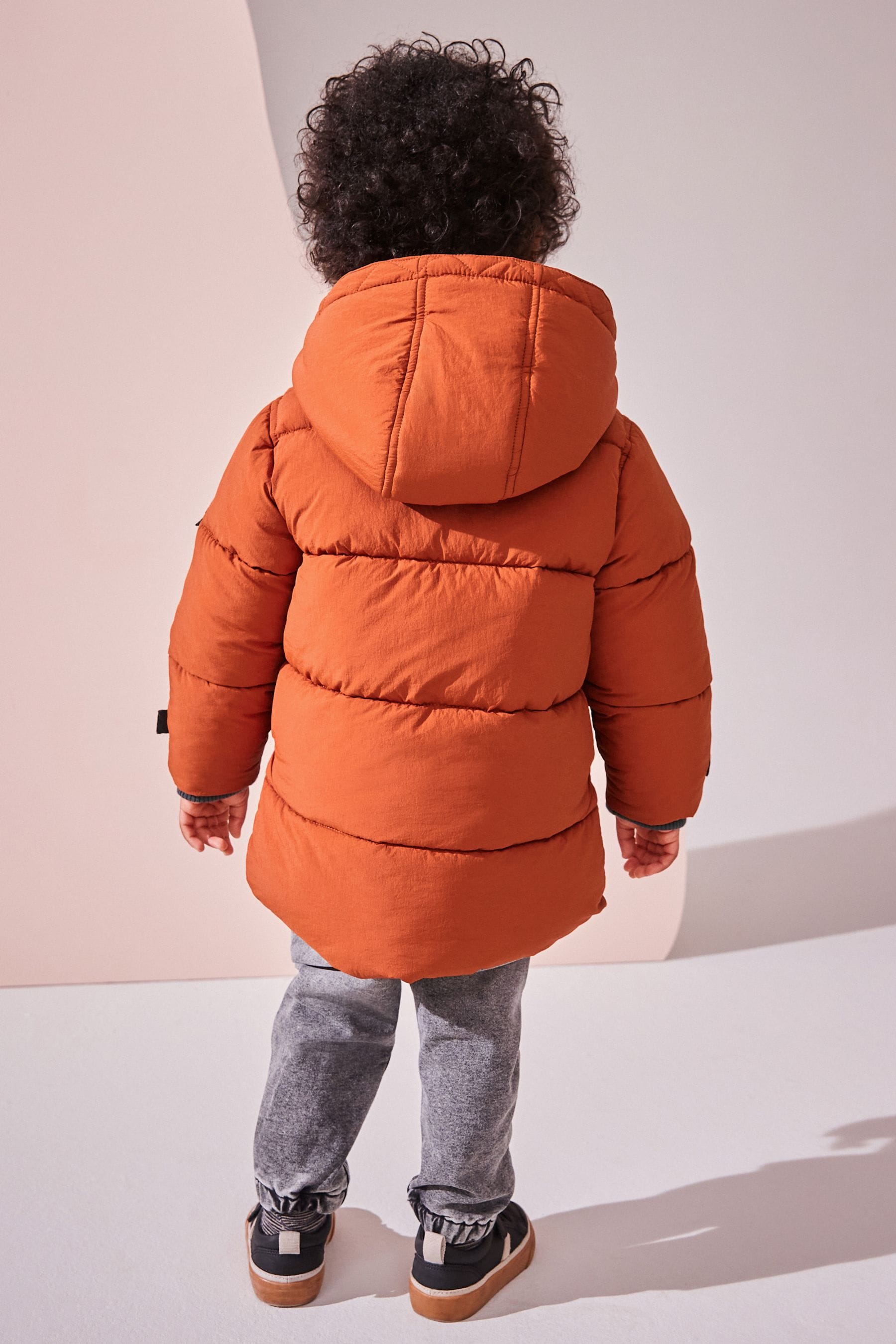 Rust Brown Borg Lined Shower Resistant Padded Coat (3mths-7yrs)