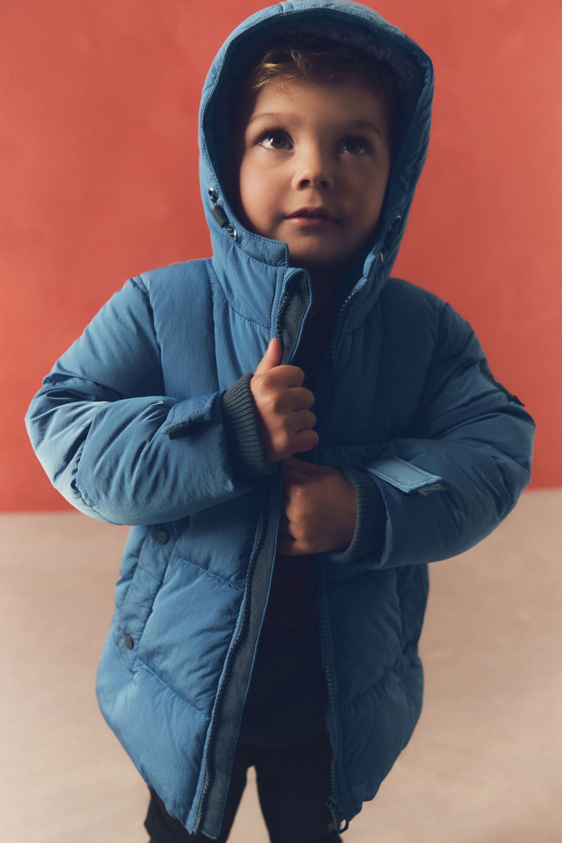 Blue Borg Fleece Lined Shower Resistant Hooded Padded Coat (3mths-7yrs)