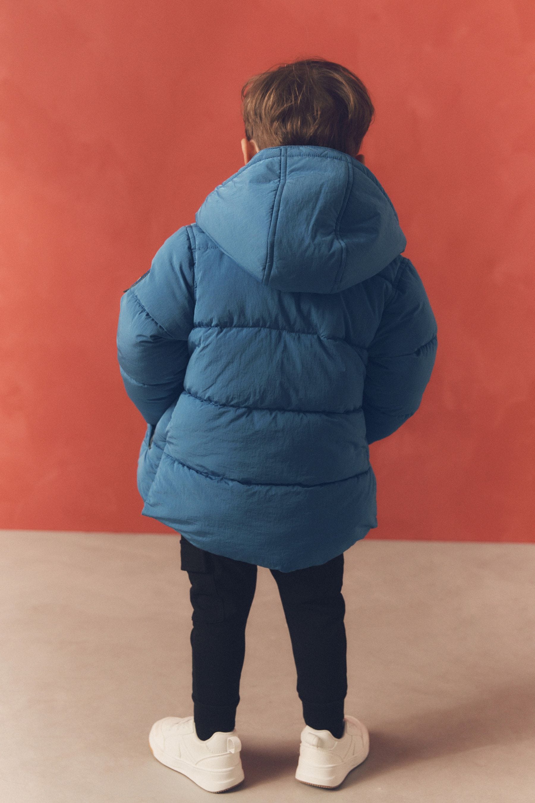 Blue Borg Fleece Lined Shower Resistant Hooded Padded Coat (3mths-7yrs)