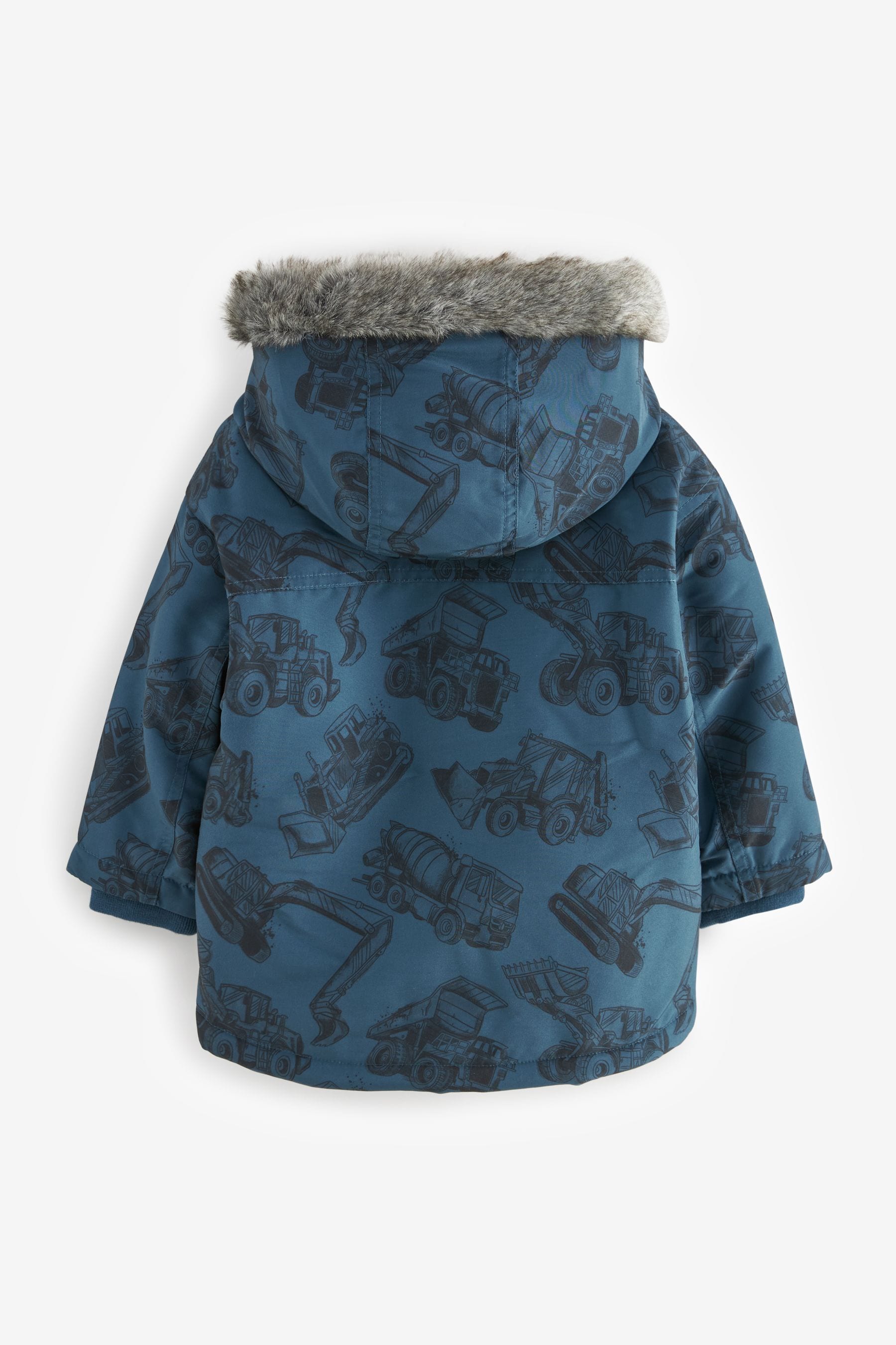 Navy Faux Fur Hood Shower Resistant Parka (3mths-7yrs)