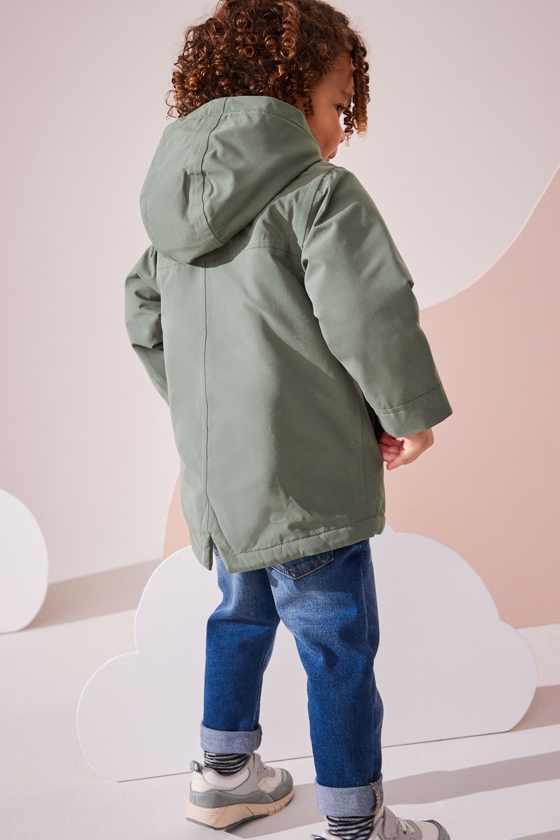 Sage Green Waterproof Borg Fleece Lined Parka (3mths-7yrs)