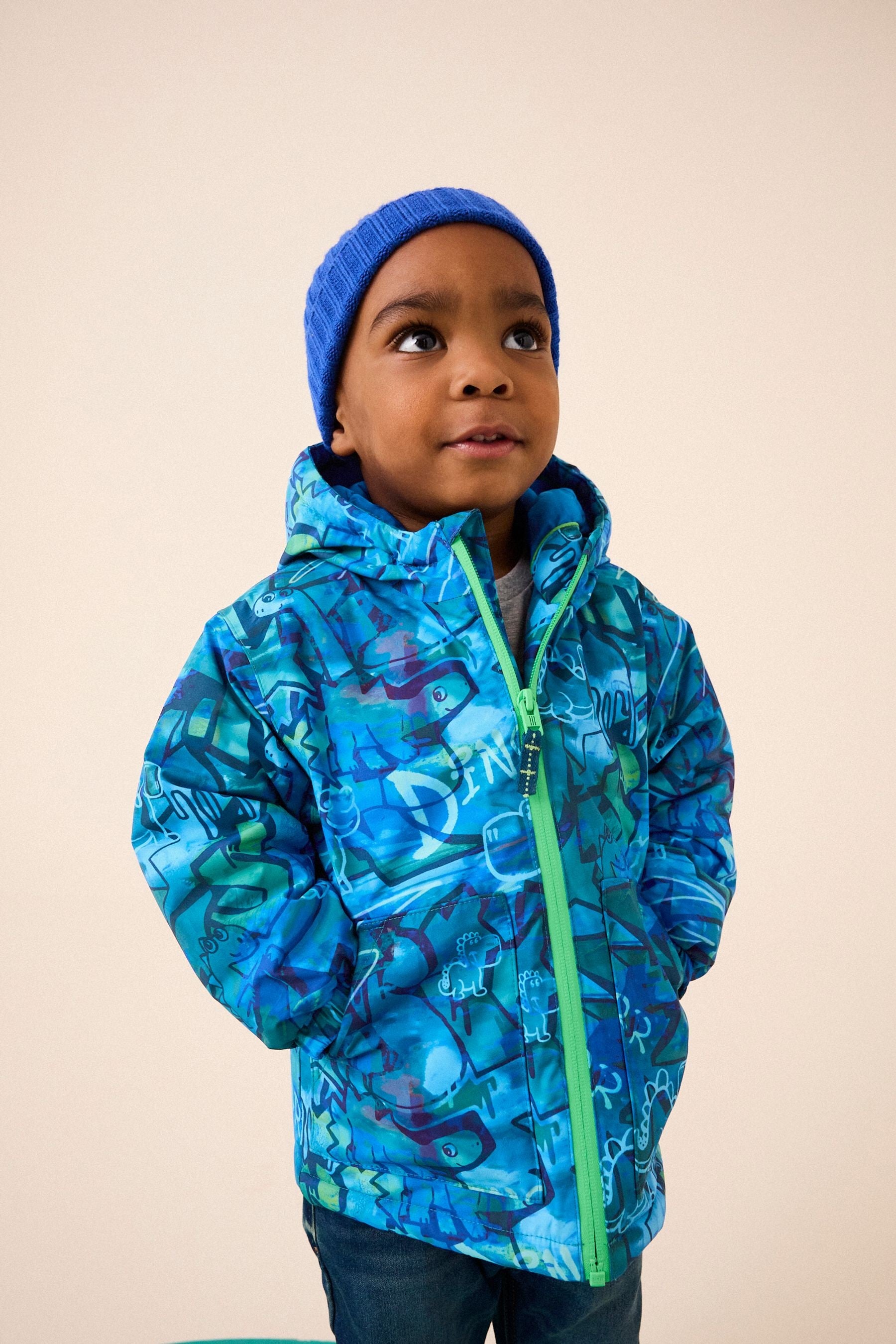 Navy Graffiti Waterproof Coat (3mths-7yrs)