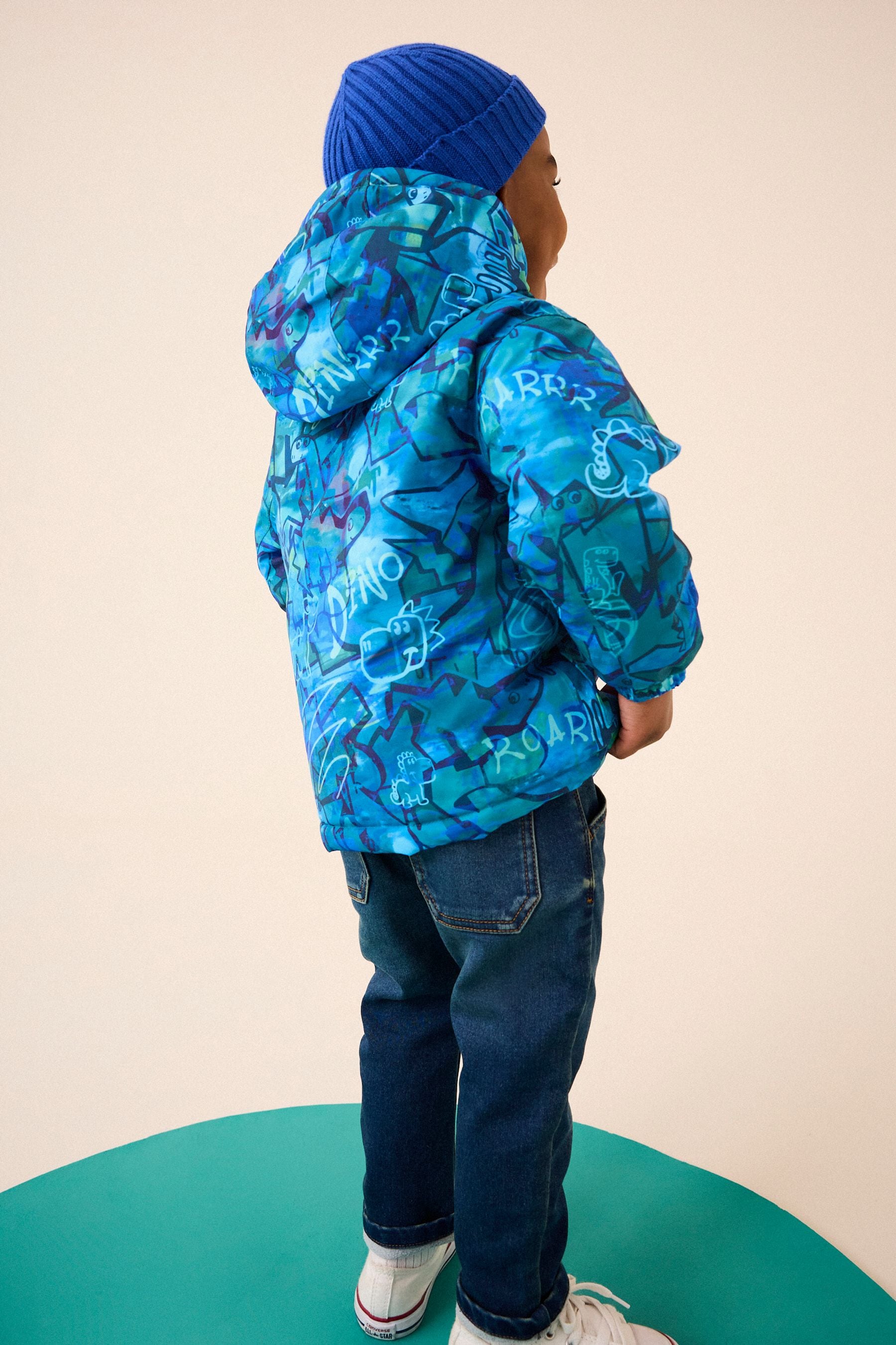 Navy Graffiti Waterproof Coat (3mths-7yrs)