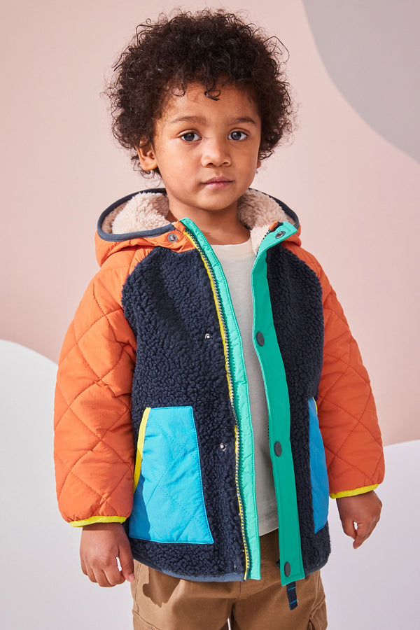 Multi Quilted Borg Fleece Lined Coat (3mths-7yrs)