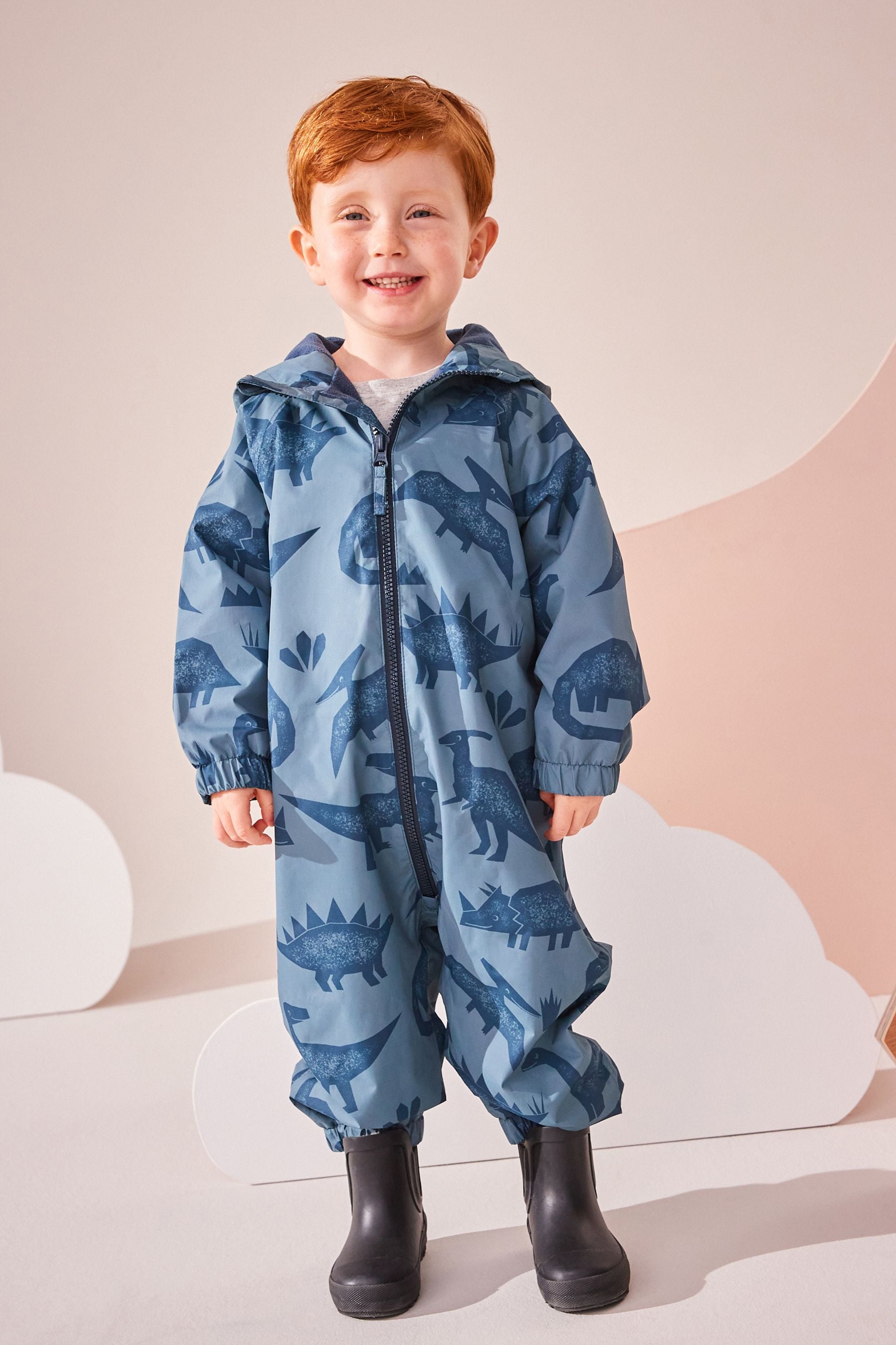 Grey Waterproof Fleece Lined Puddlesuit (3mths-7yrs)