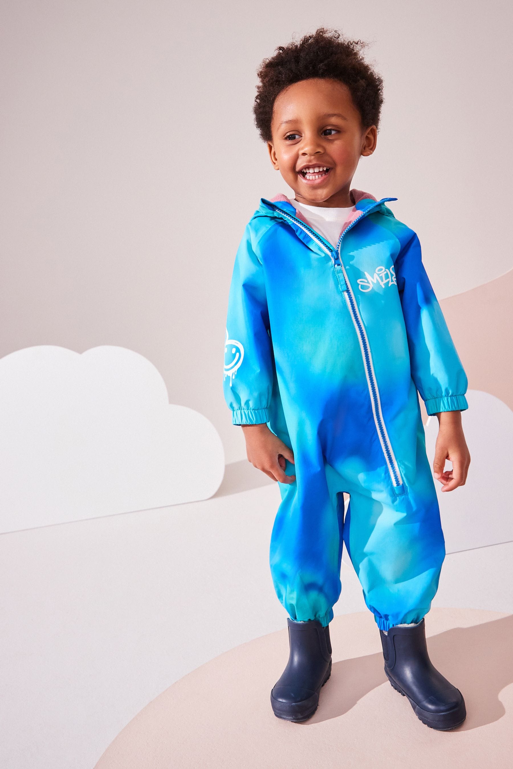 Blue Waterproof Fleece Lined Puddlesuit (3mths-7yrs)