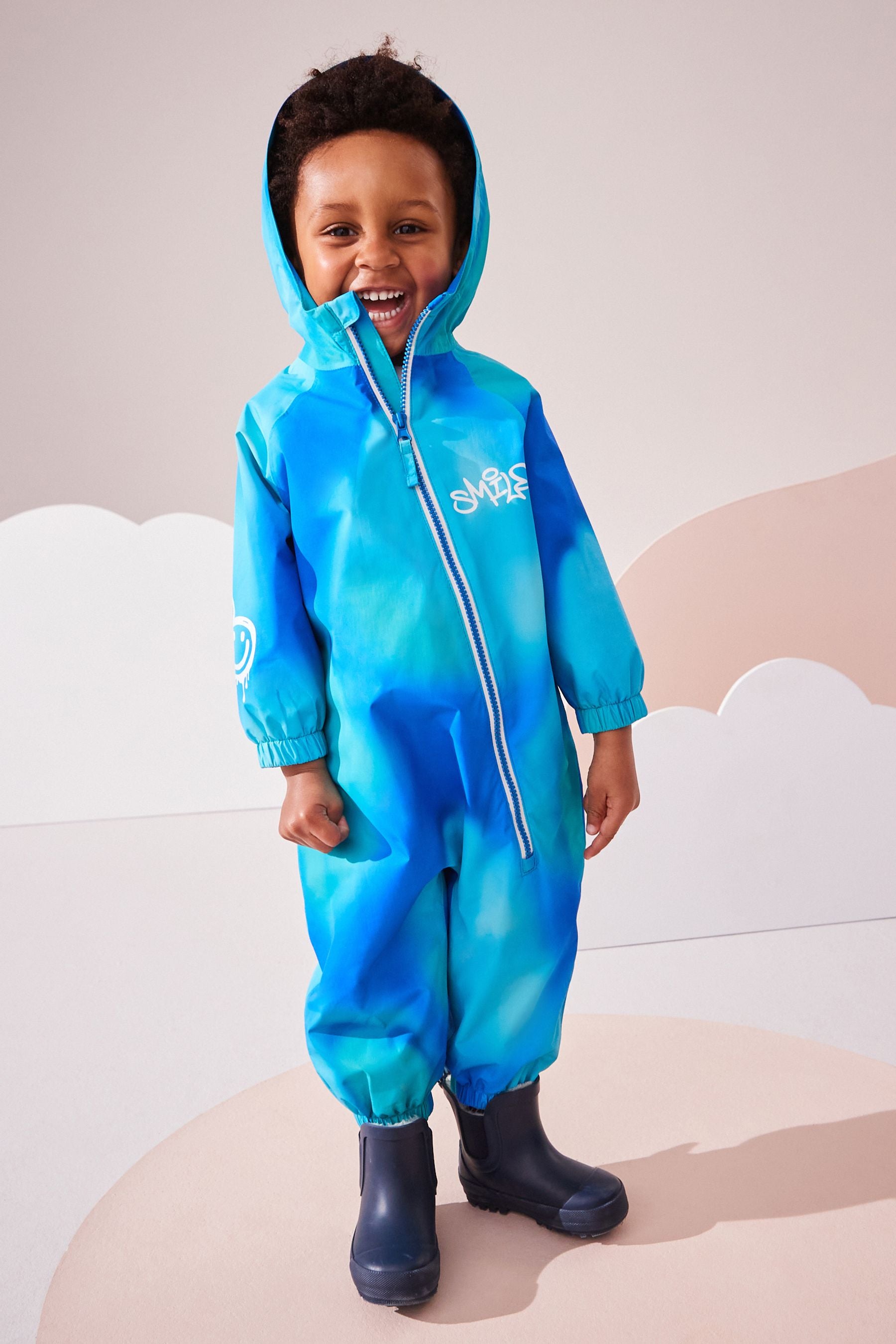 Blue Waterproof Fleece Lined Puddlesuit (3mths-7yrs)