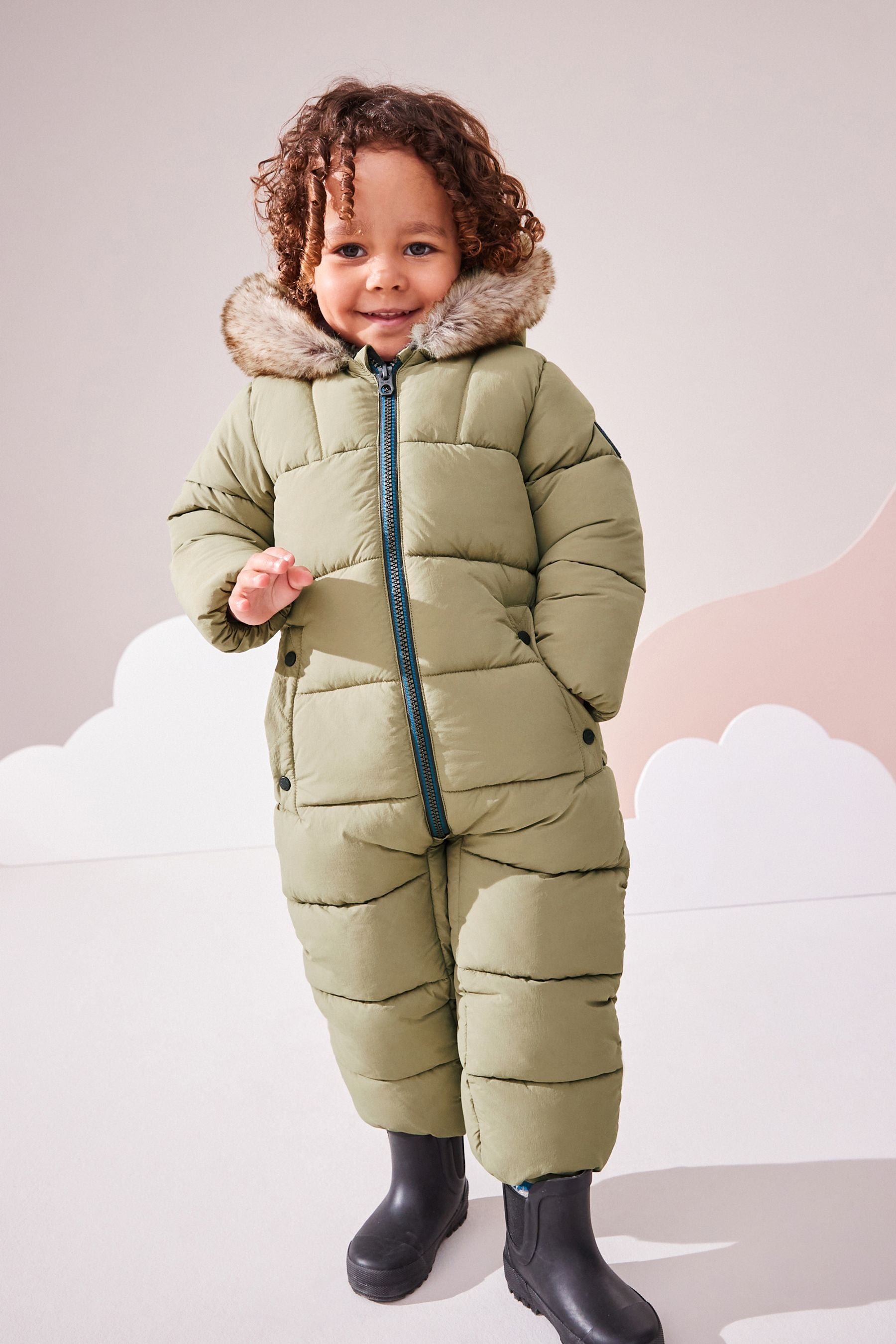 Sage Green Plain Shower Resistant Snowsuit (3mths-7yrs)