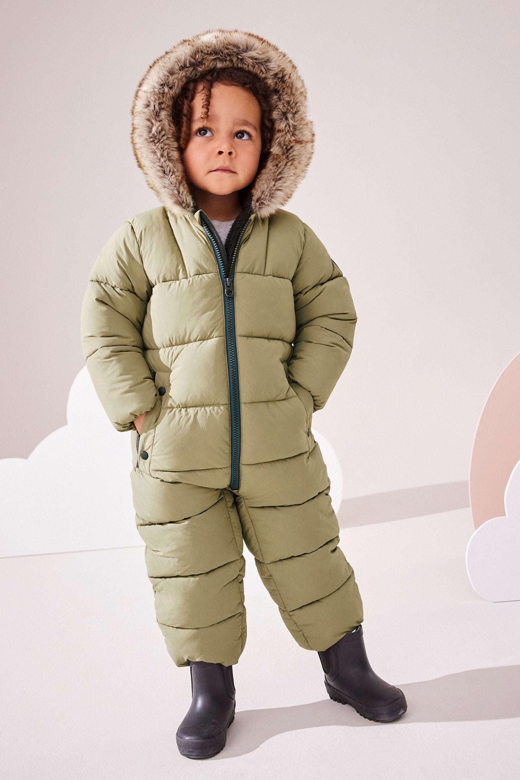 Sage Green Plain Shower Resistant Snowsuit (3mths-7yrs)