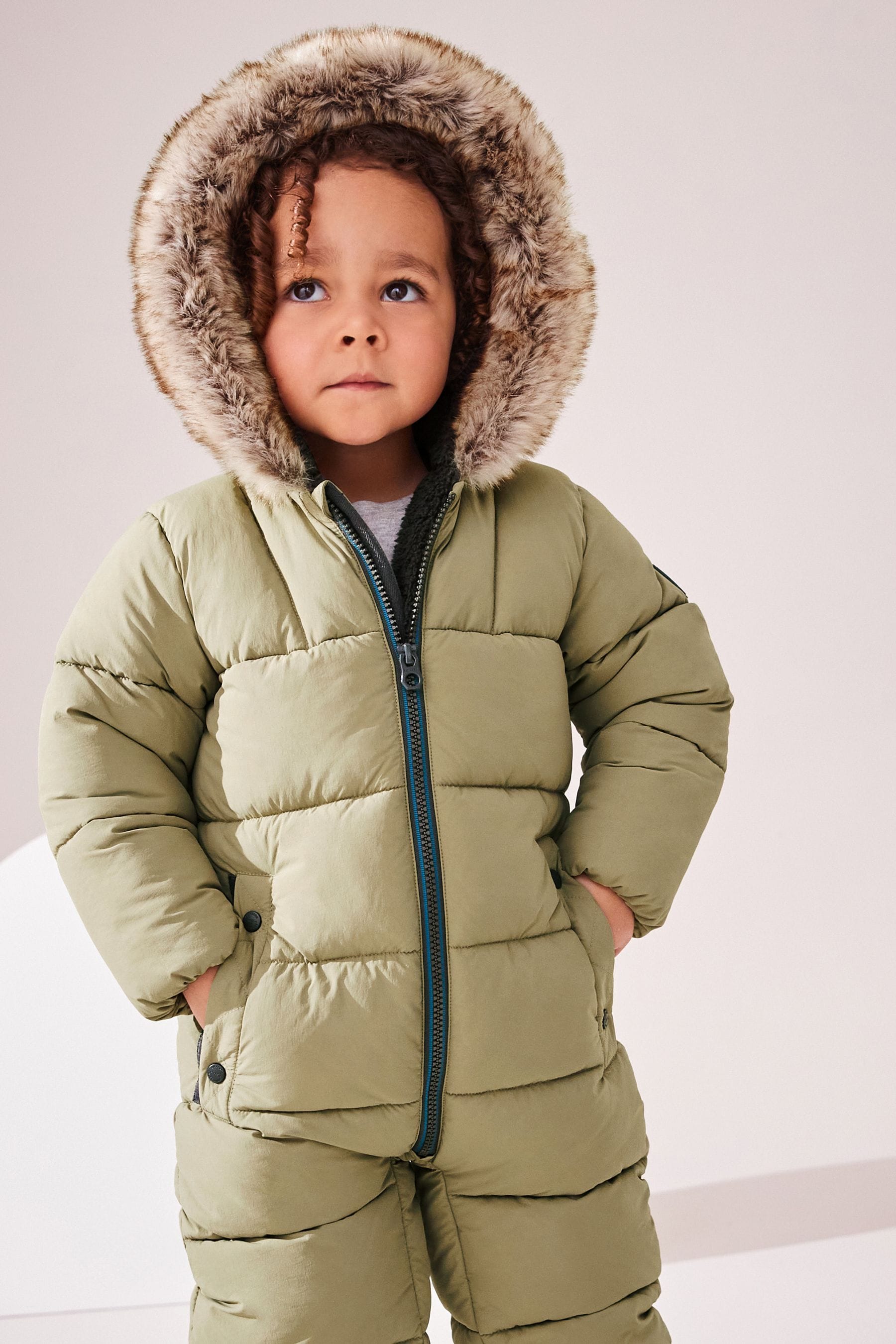 Sage Green Plain Shower Resistant Snowsuit (3mths-7yrs)