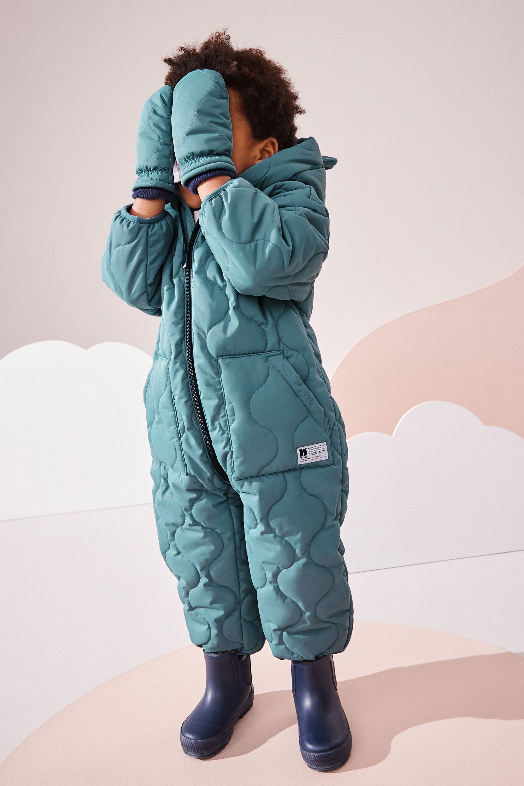 Light Blue Onion Quilt Plain Shower Resistant Snowsuit (3mths-7yrs)