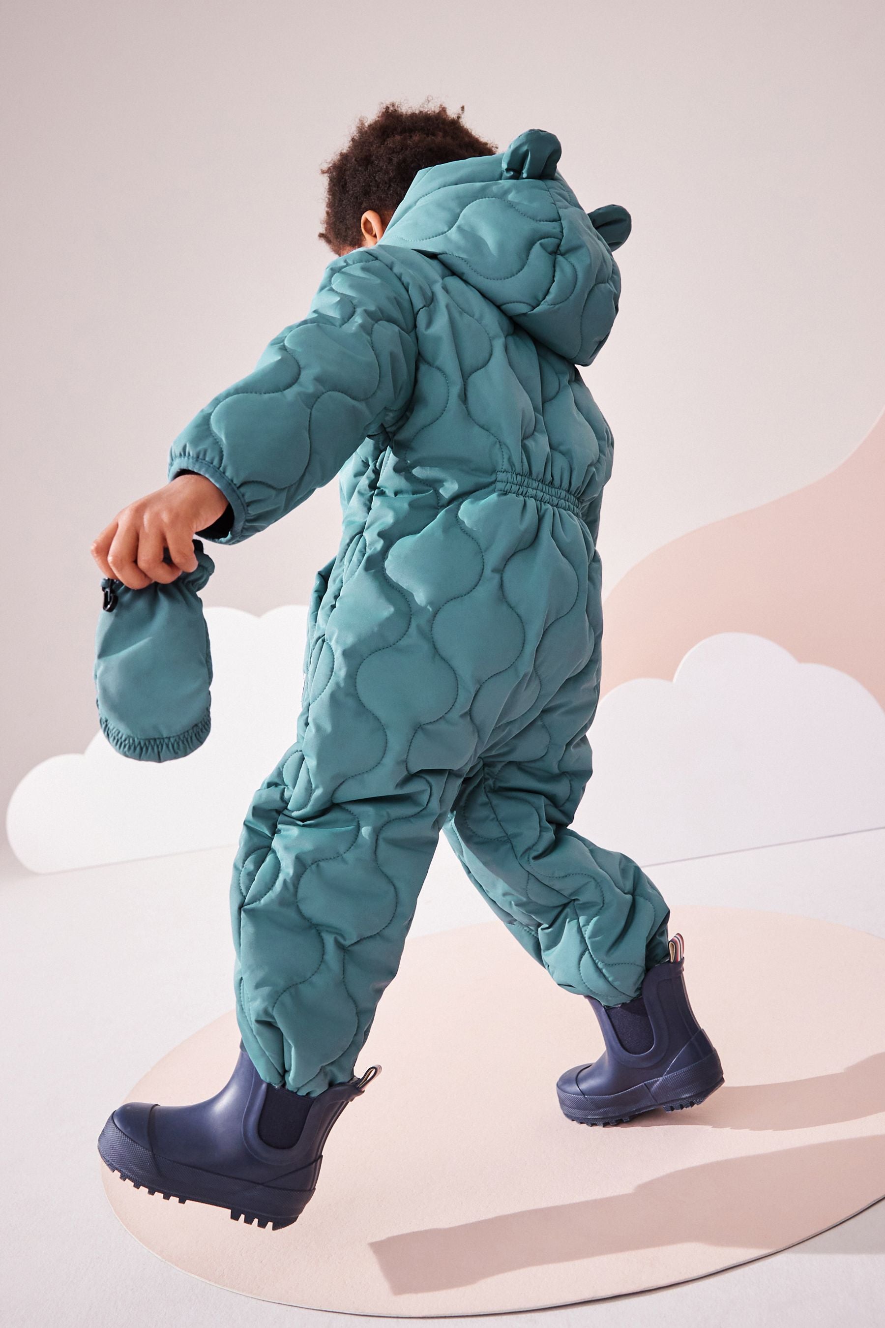 Light Blue Onion Quilt Plain Shower Resistant Snowsuit (3mths-7yrs)